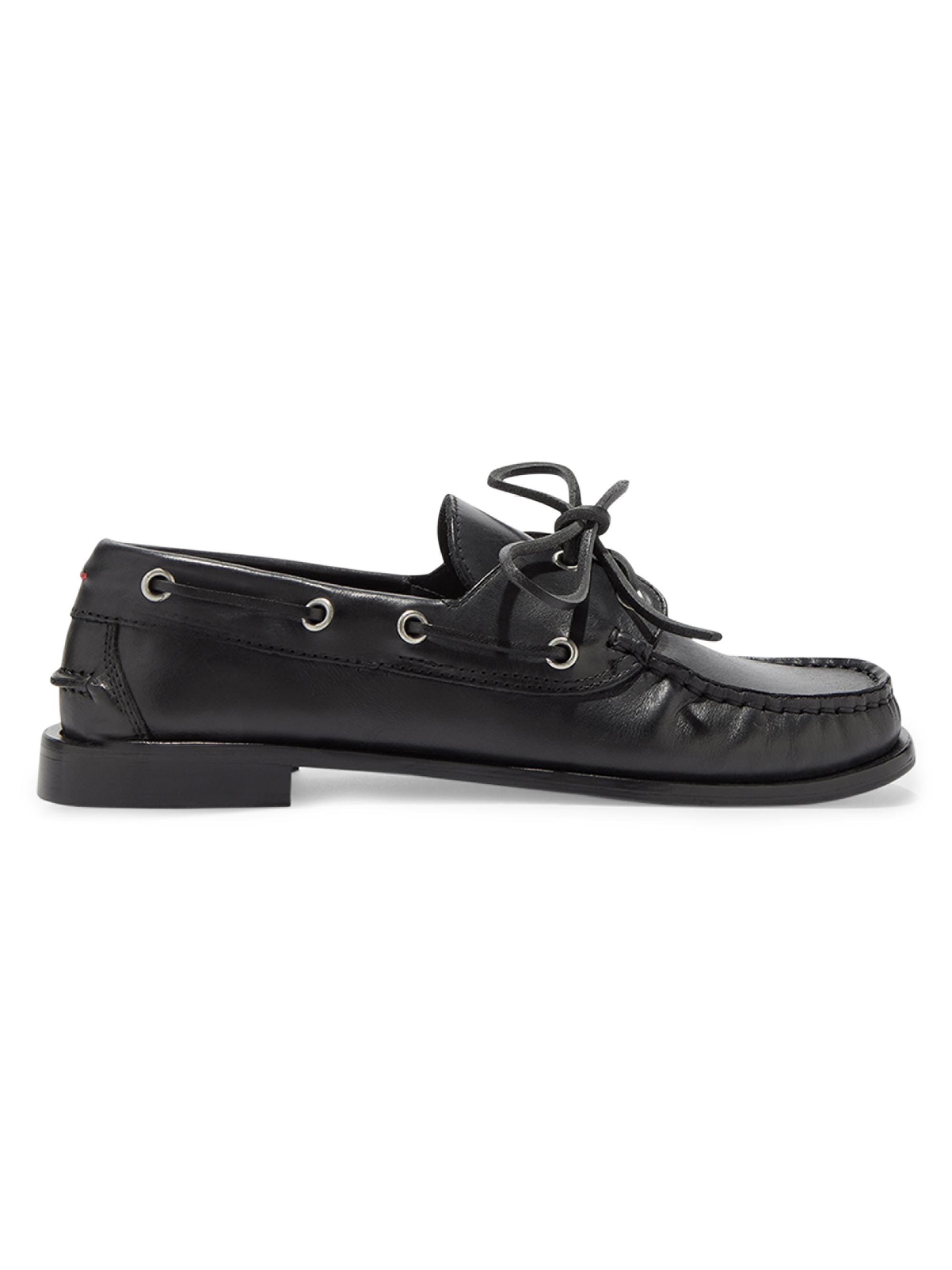 aeyde Women's Harris Leather Lace-Up Loafers - Black
