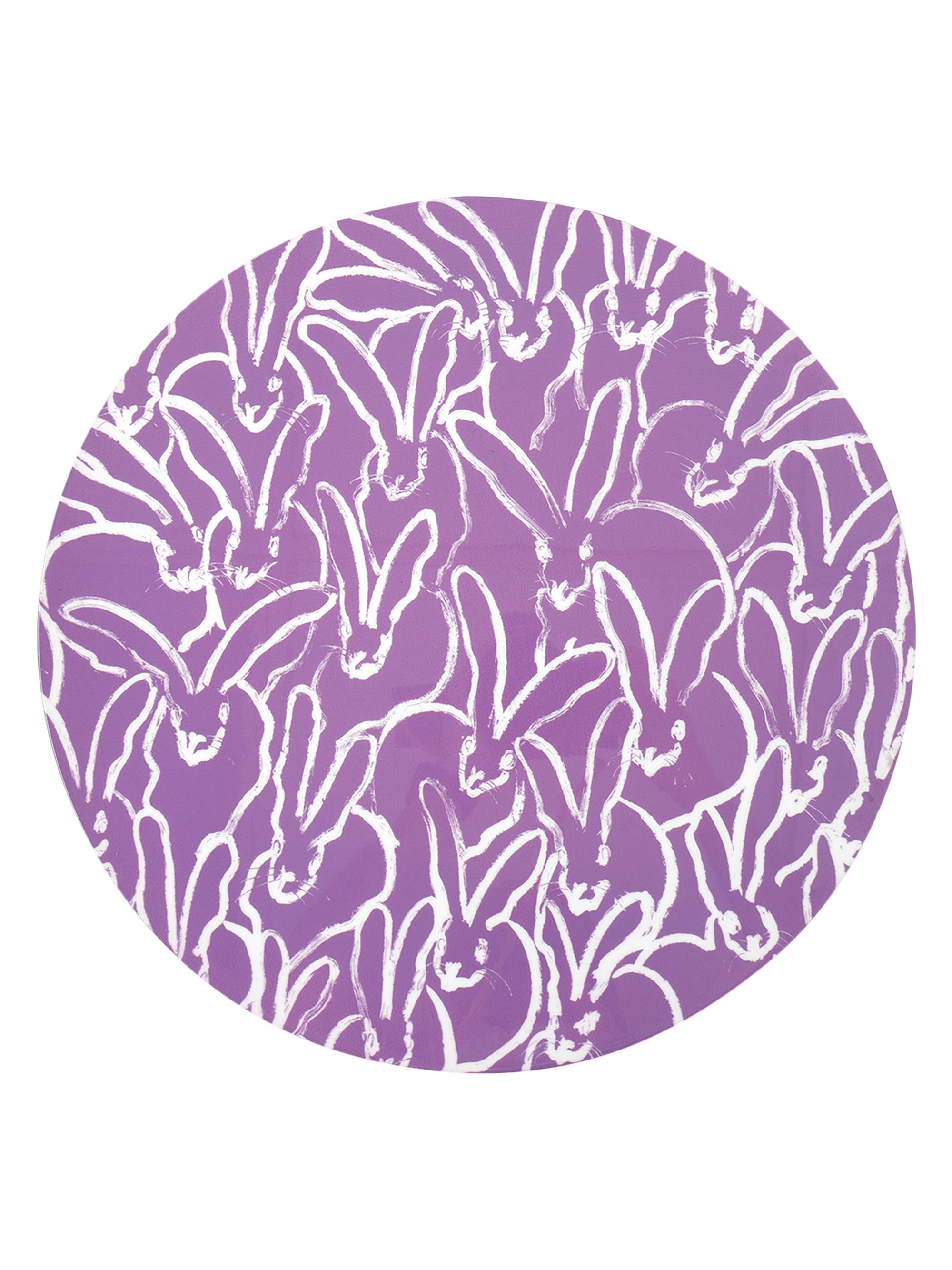 Hunt Slonem Rabbit Run Lacquer Round Placemat - Lilac