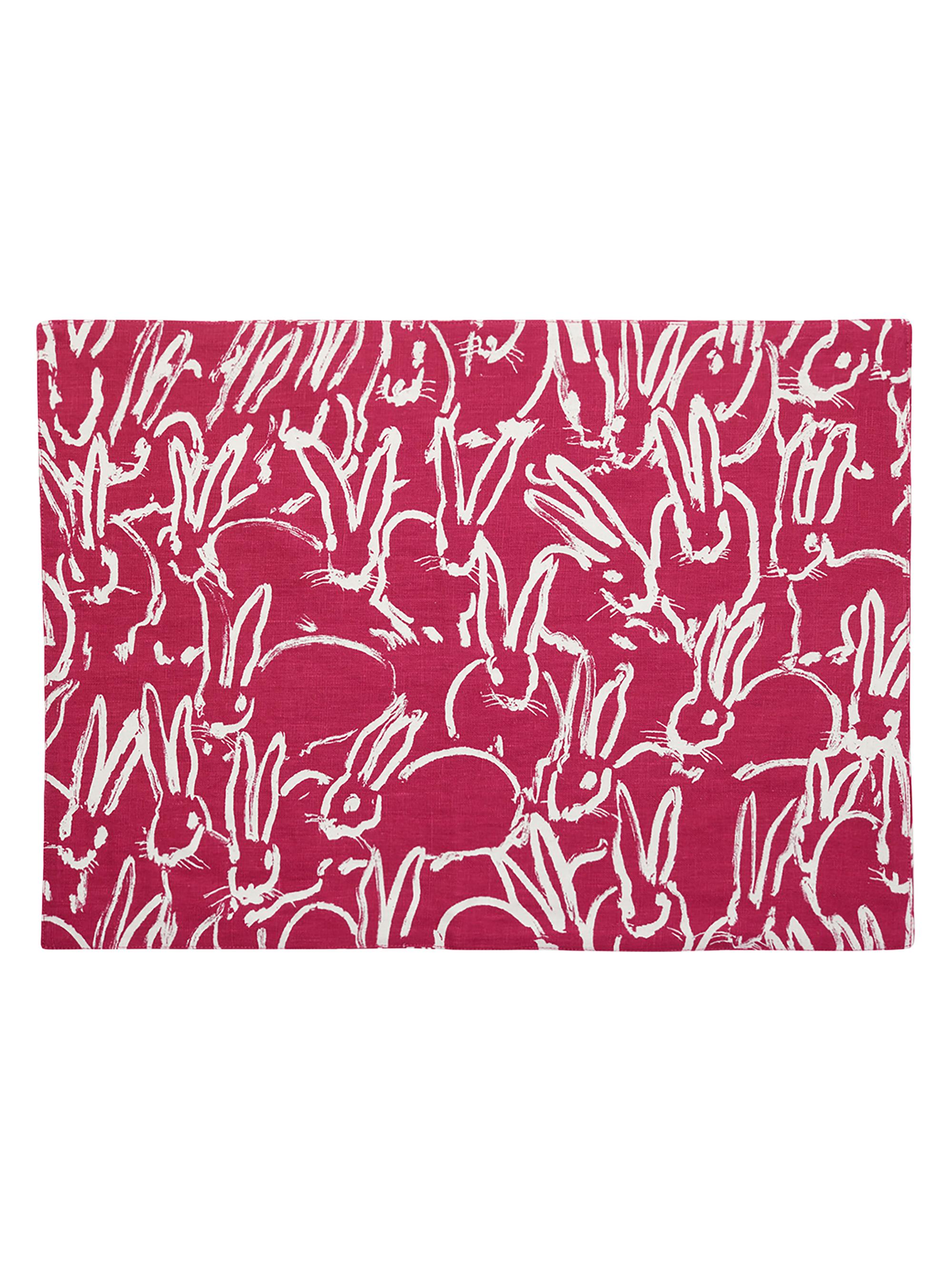 Hunt Slonem Fluffle Khadi Printed Linen Placemat - Pink