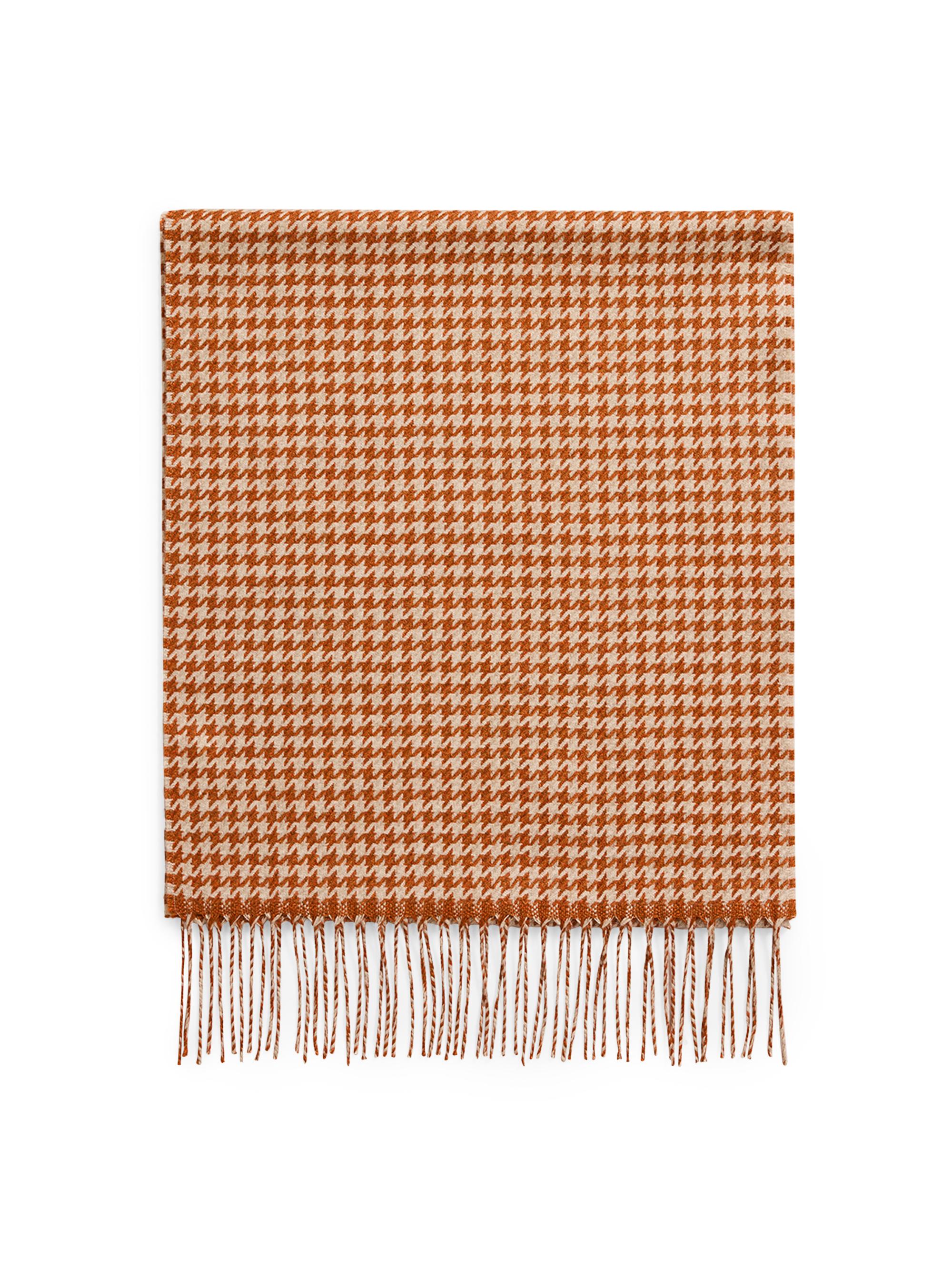 Piacenza 1733 Men's Twist Cashmere & Silk Houndstooth Scarf - Orange