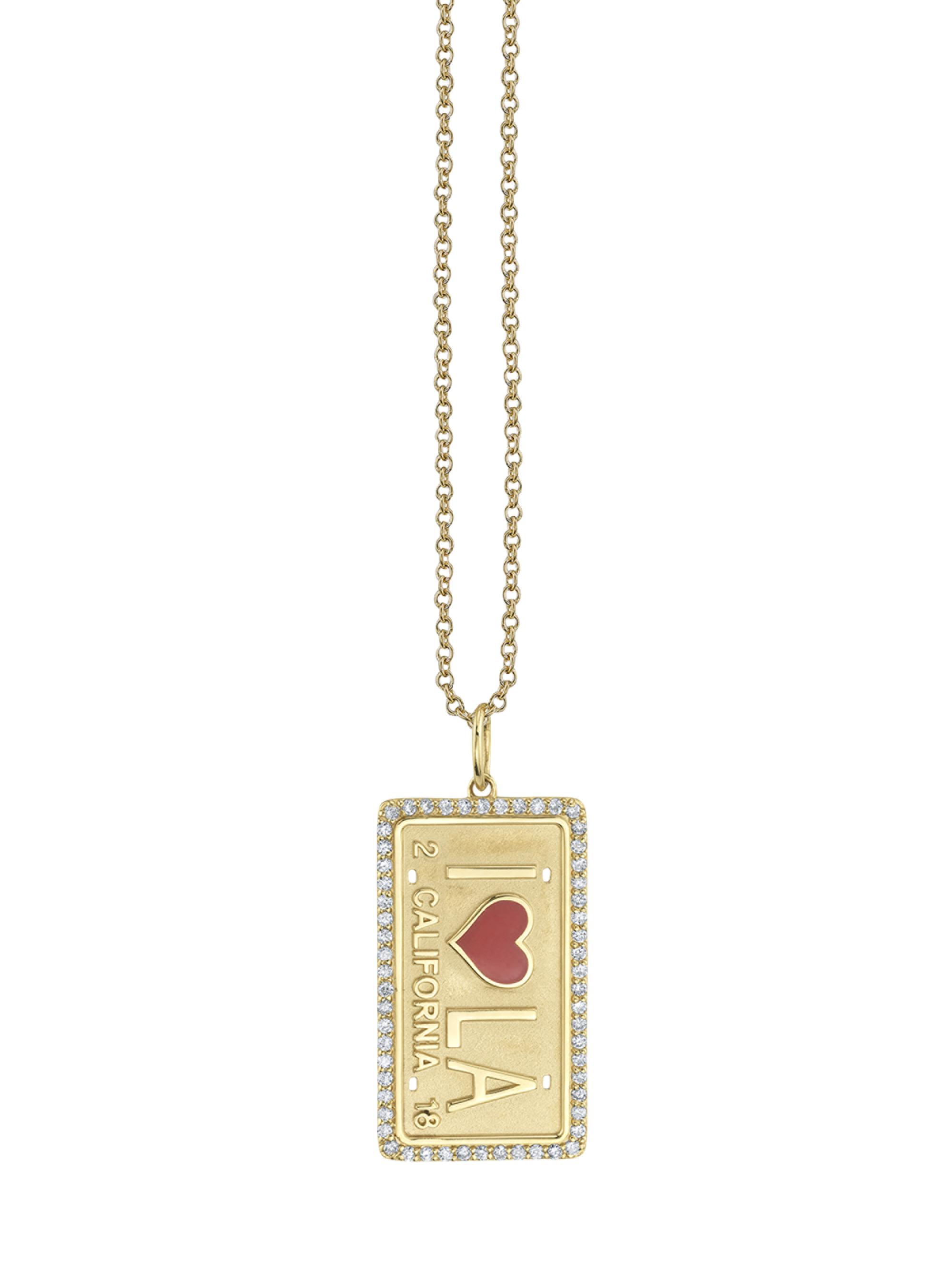 Sydney Evan Women's "I Heart LA" 14K Yellow Gold, Enamel & 0.15 TCW Diamond Pendant Necklace - Gold