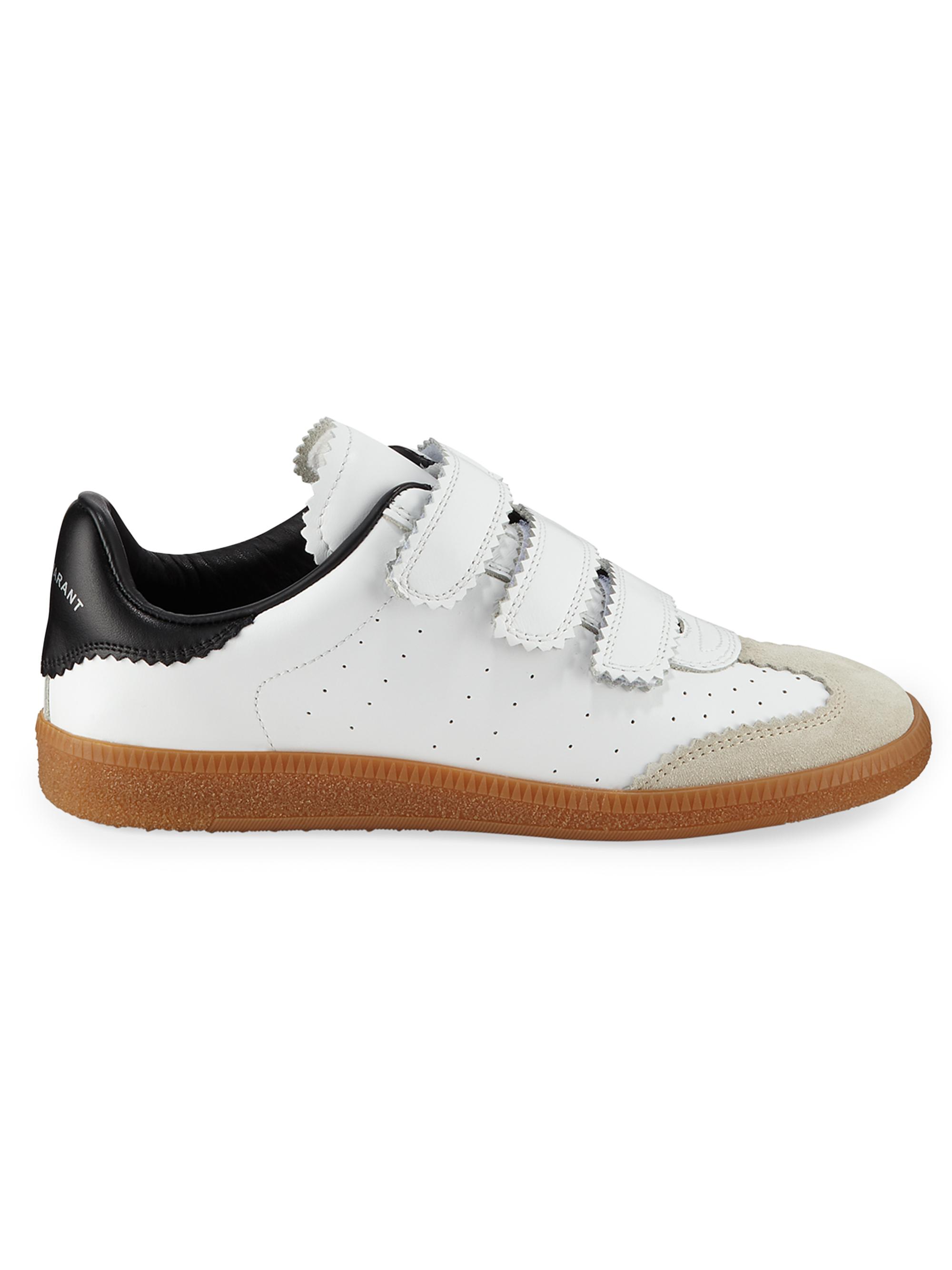 Isabel Marant Women's Beth Perforated Low-Top Suede-Leather Sneakers - White Black