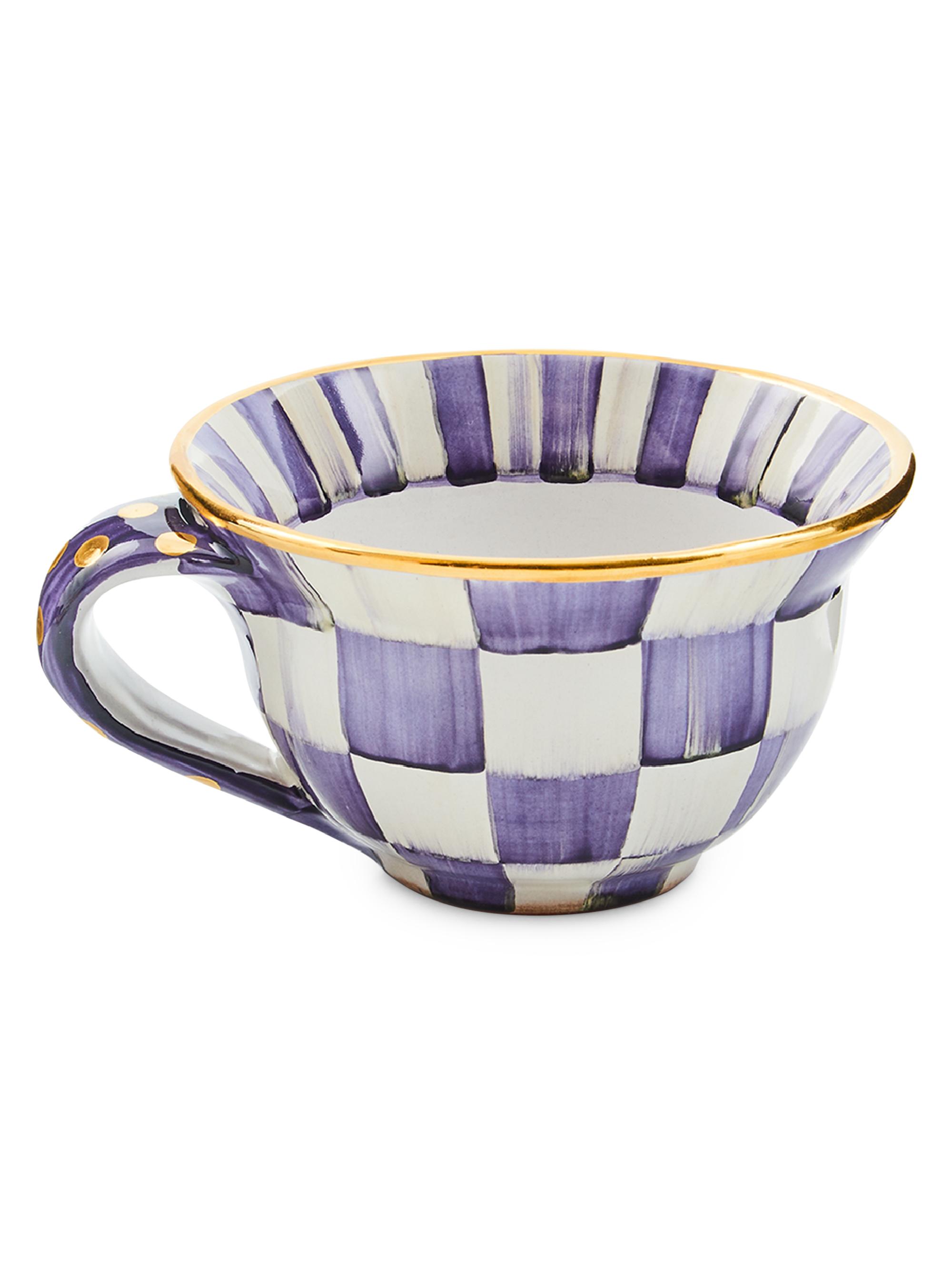 MacKenzie-Childs Plum Check Ceramic Teacup