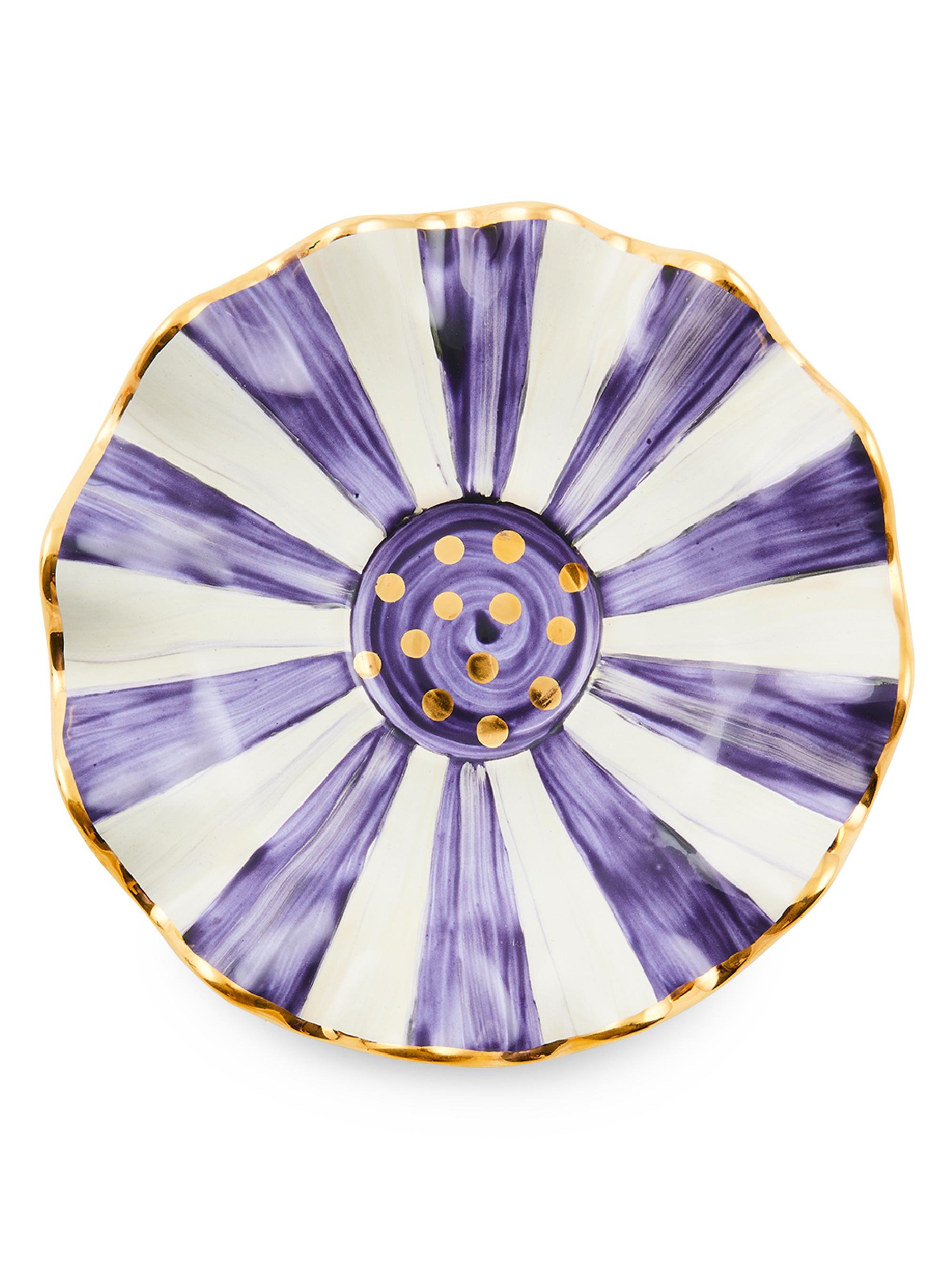 MacKenzie-Childs Plum Check Ceramic Saucer