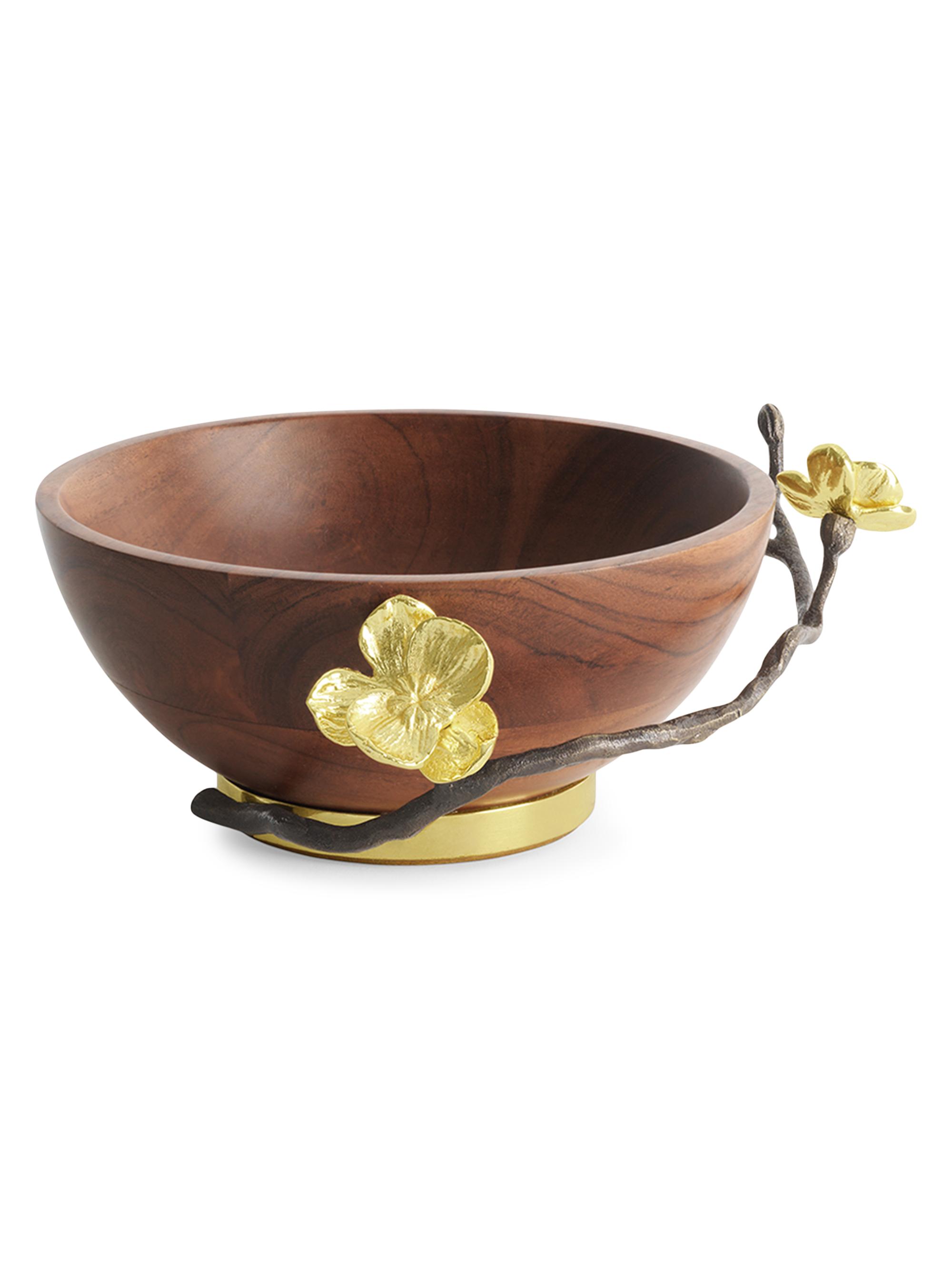 Michael Aram Small Gold Orchid Wood Bowl - Brown