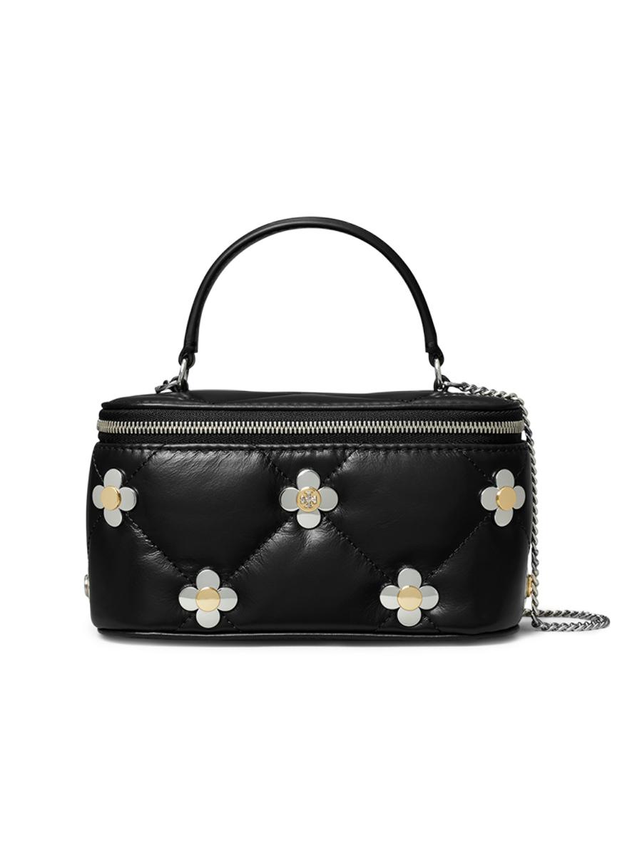 Tory Burch Kira Clover Quilted-Leather Vanity Top Handle Bag