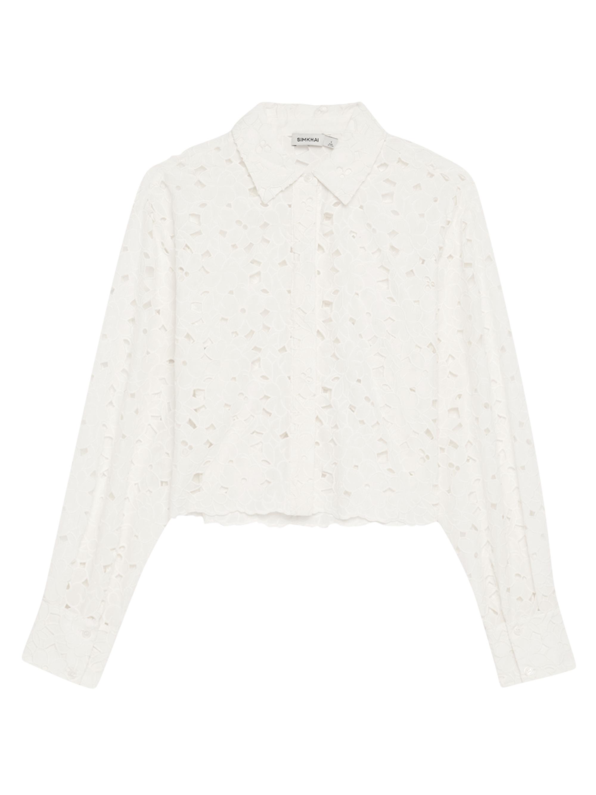 SIMKHAI Women's Penelope Guipure Lace Shirt - White