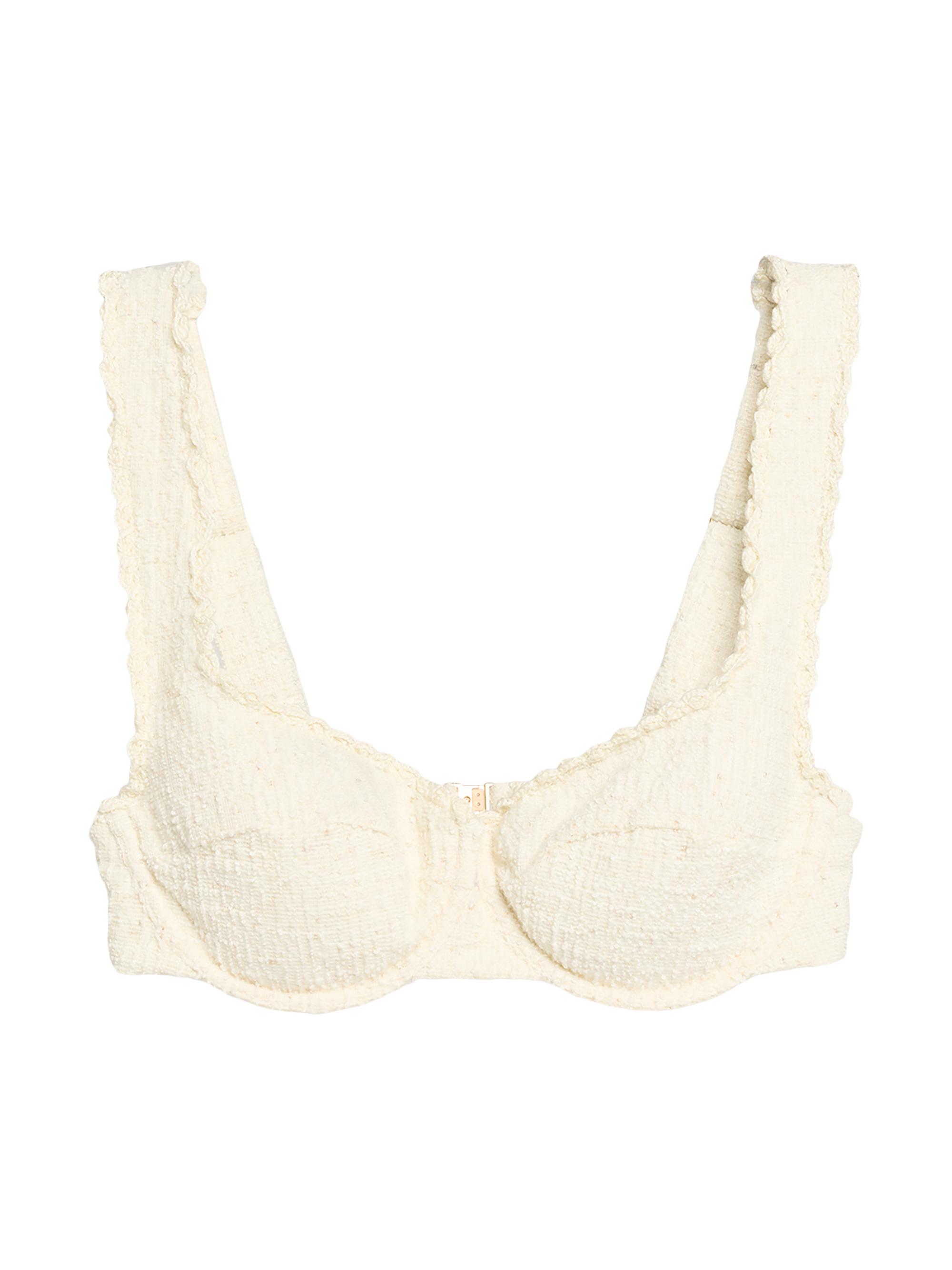 SIMKHAI Women's Klara Tweed Balconette Bikini Top - White