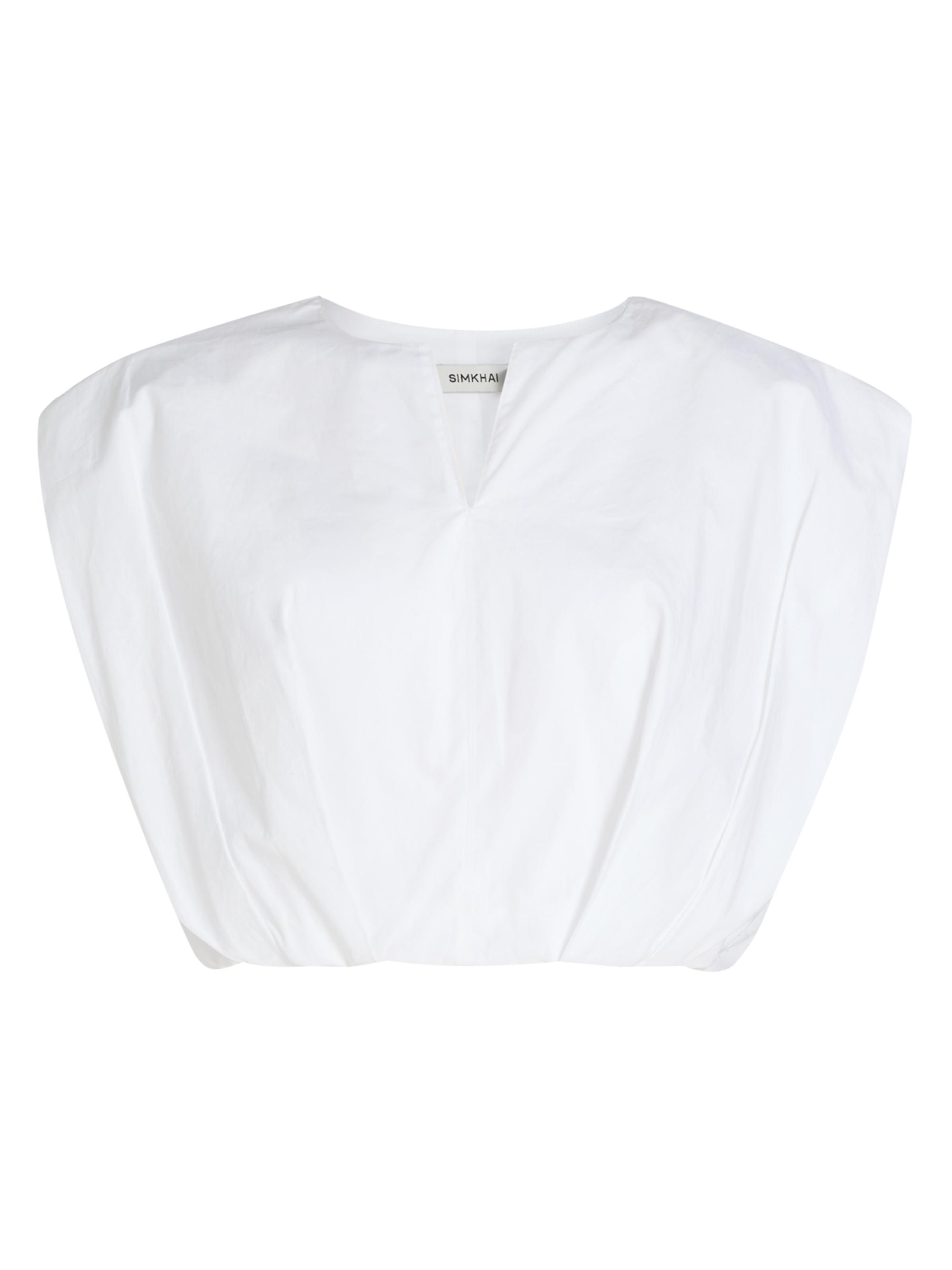 SIMKHAI Women's Wrenli Pleated Crop Top - White