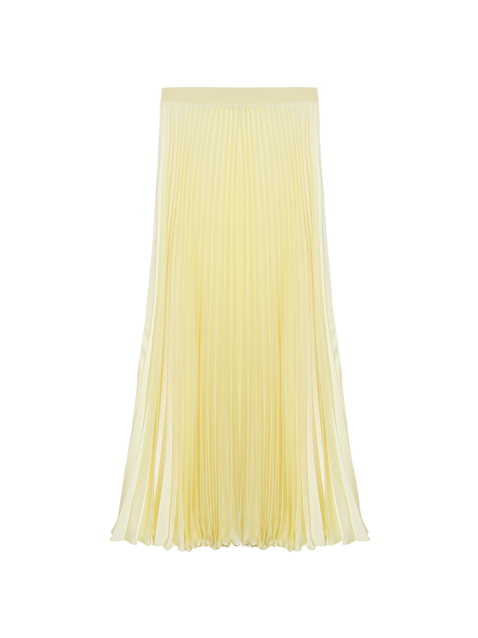 SIMKHAI Women's Melanie Pleated Satin Midi-Skirt - Yellow