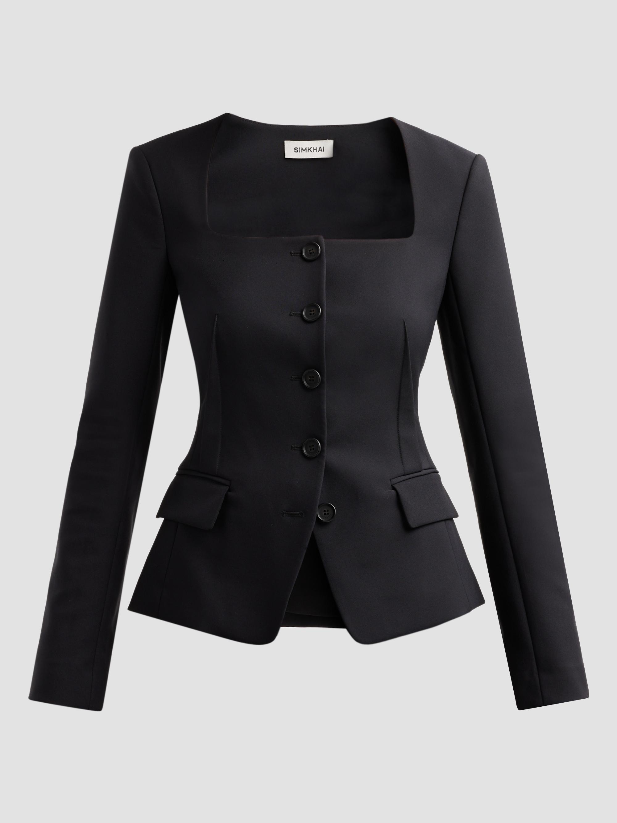 SIMKHAI Women's Marlowe Collarless Jacket - Black
