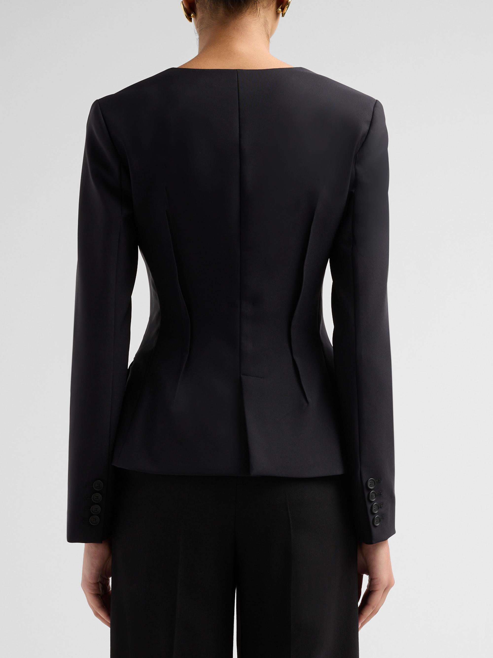 SIMKHAI Women's Marlowe Collarless Jacket - Black | Thumbnail 3