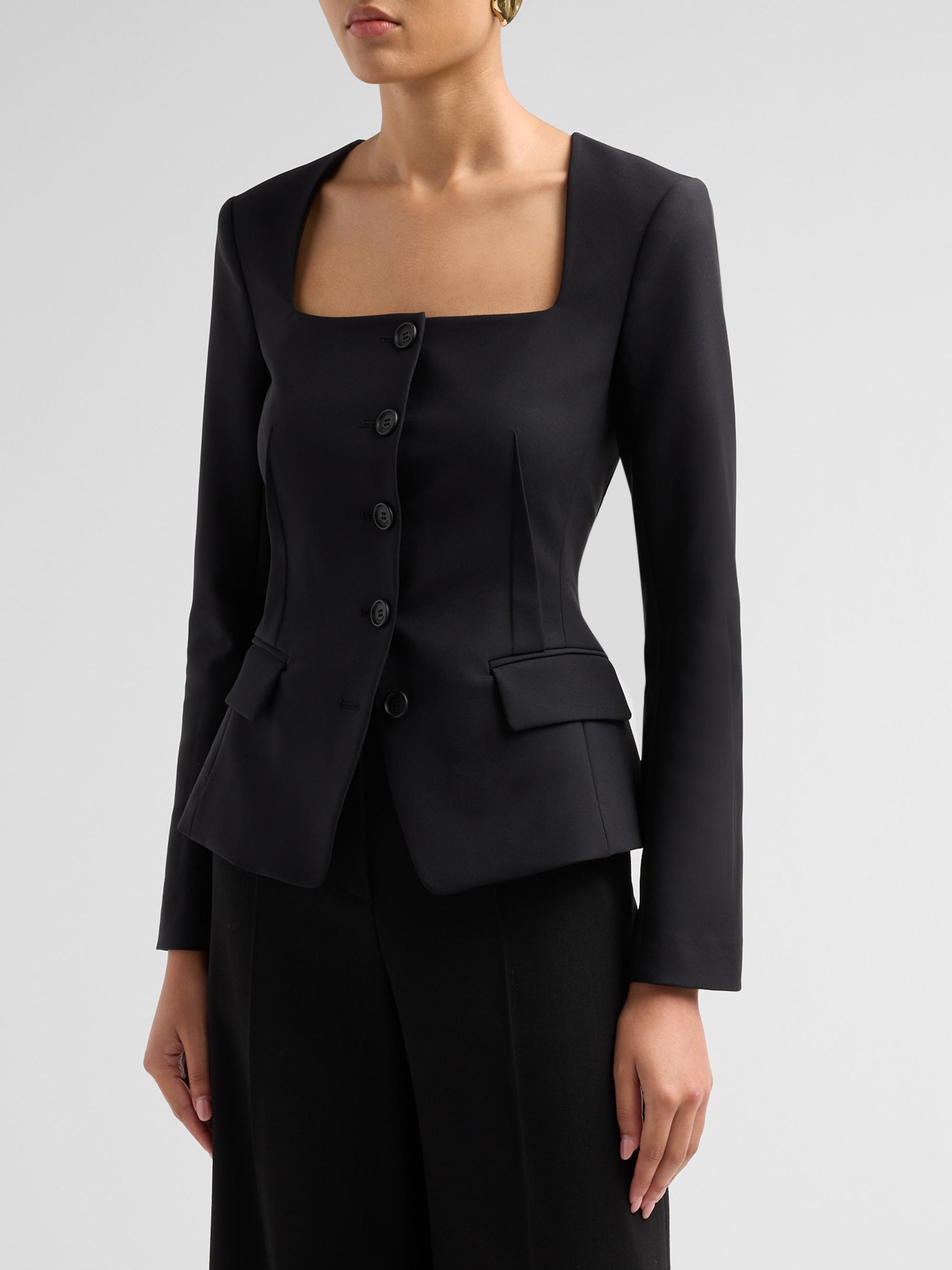 SIMKHAI Women's Marlowe Collarless Jacket - Black | Thumbnail 4