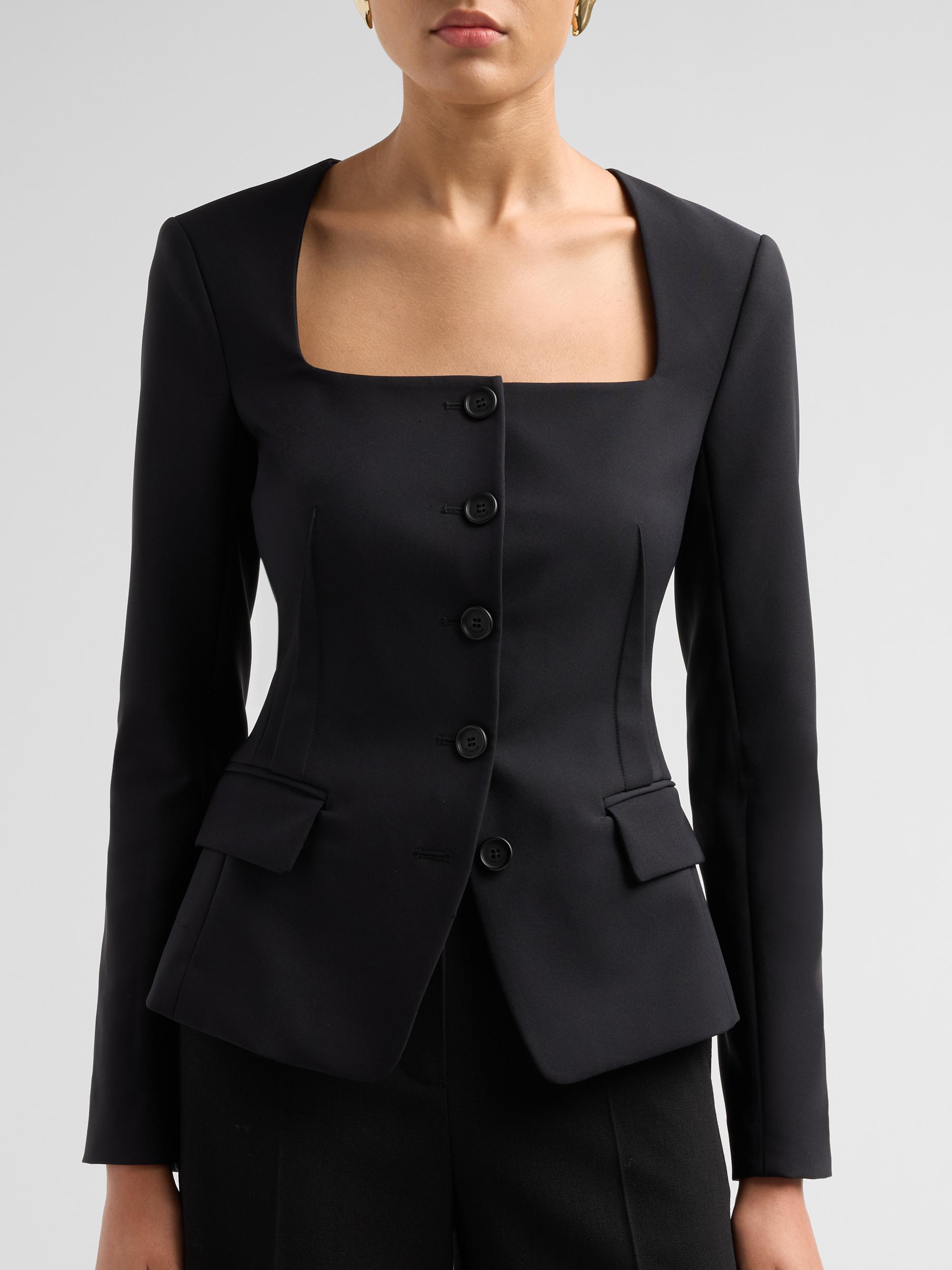 SIMKHAI Women's Marlowe Collarless Jacket - Black | Thumbnail 5