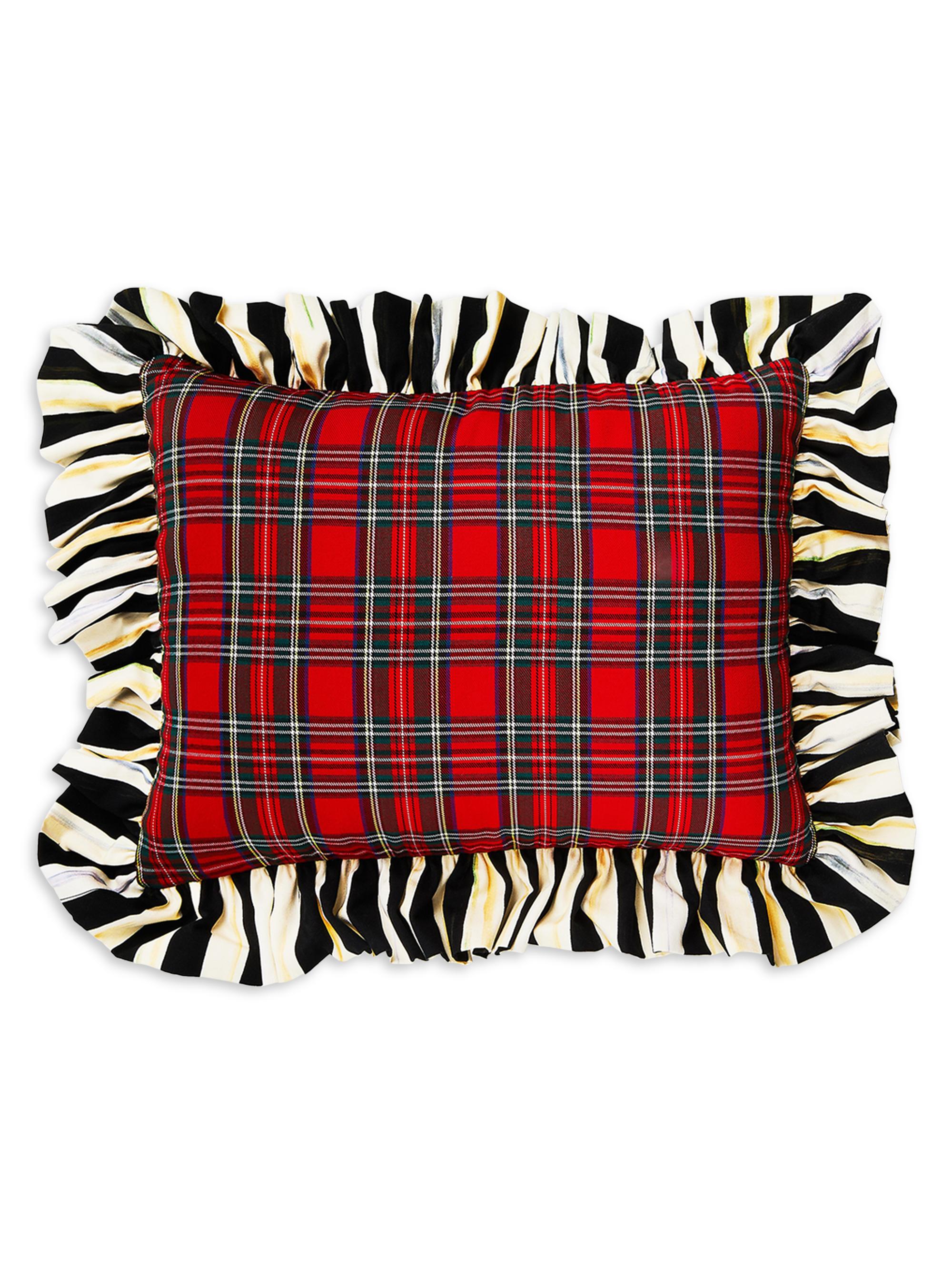 MacKenzie-Childs Tartan Stripe Ruffle Lumbar Pillow