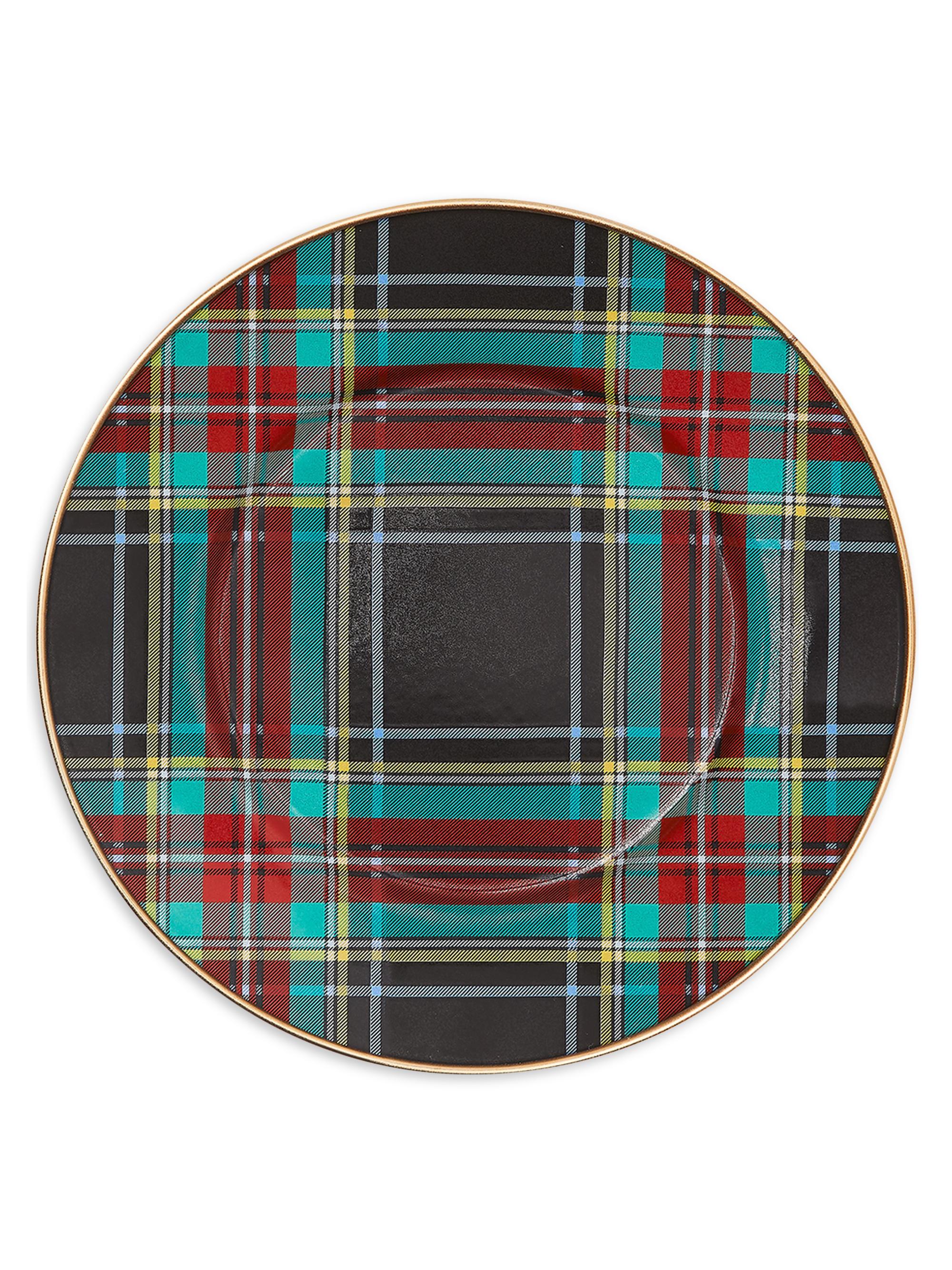 MacKenzie-Childs Tartan Black Salad/ Dessert Plate