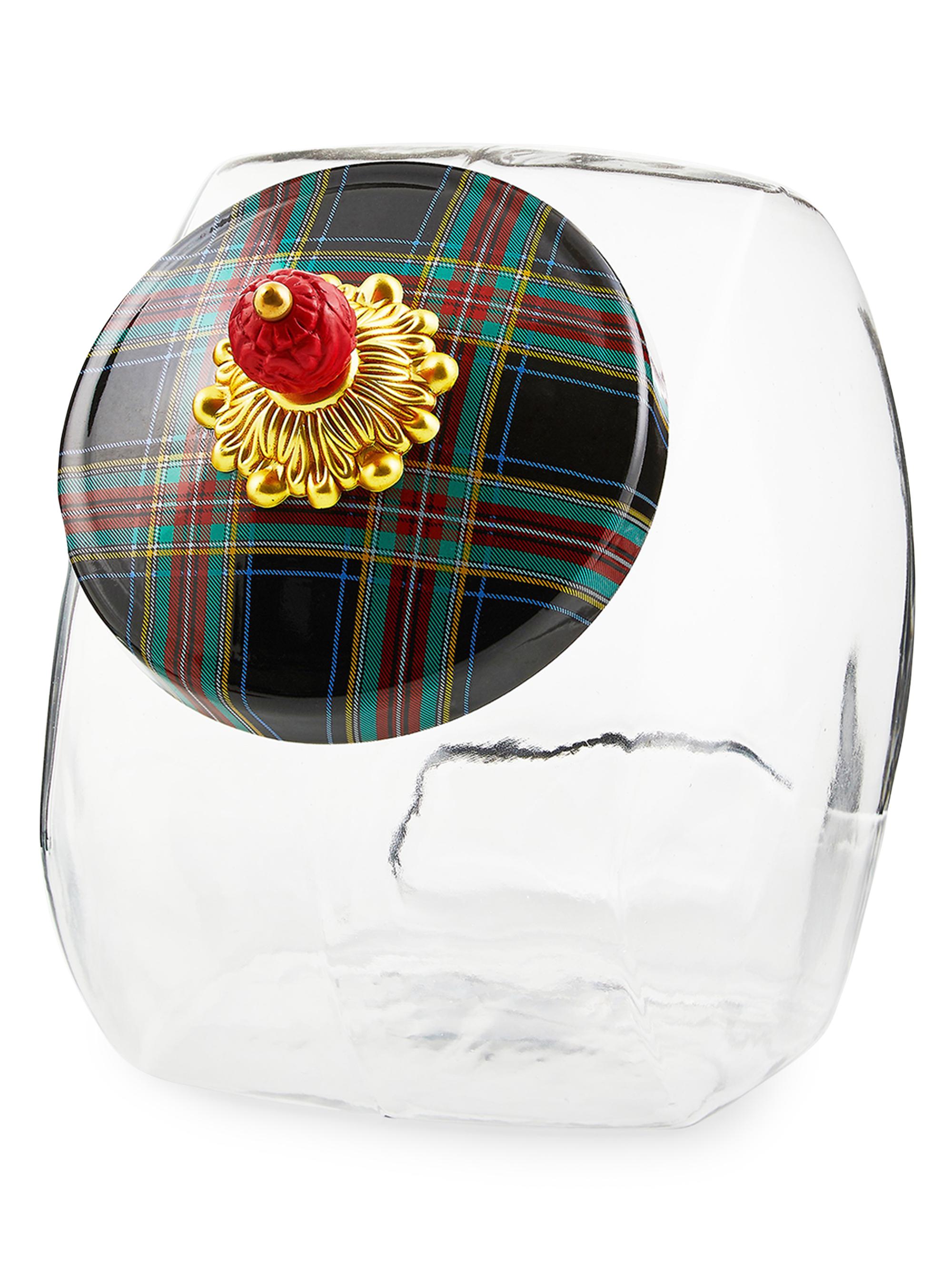 MacKenzie-Childs Cookie Jar with Black Tartan Lid