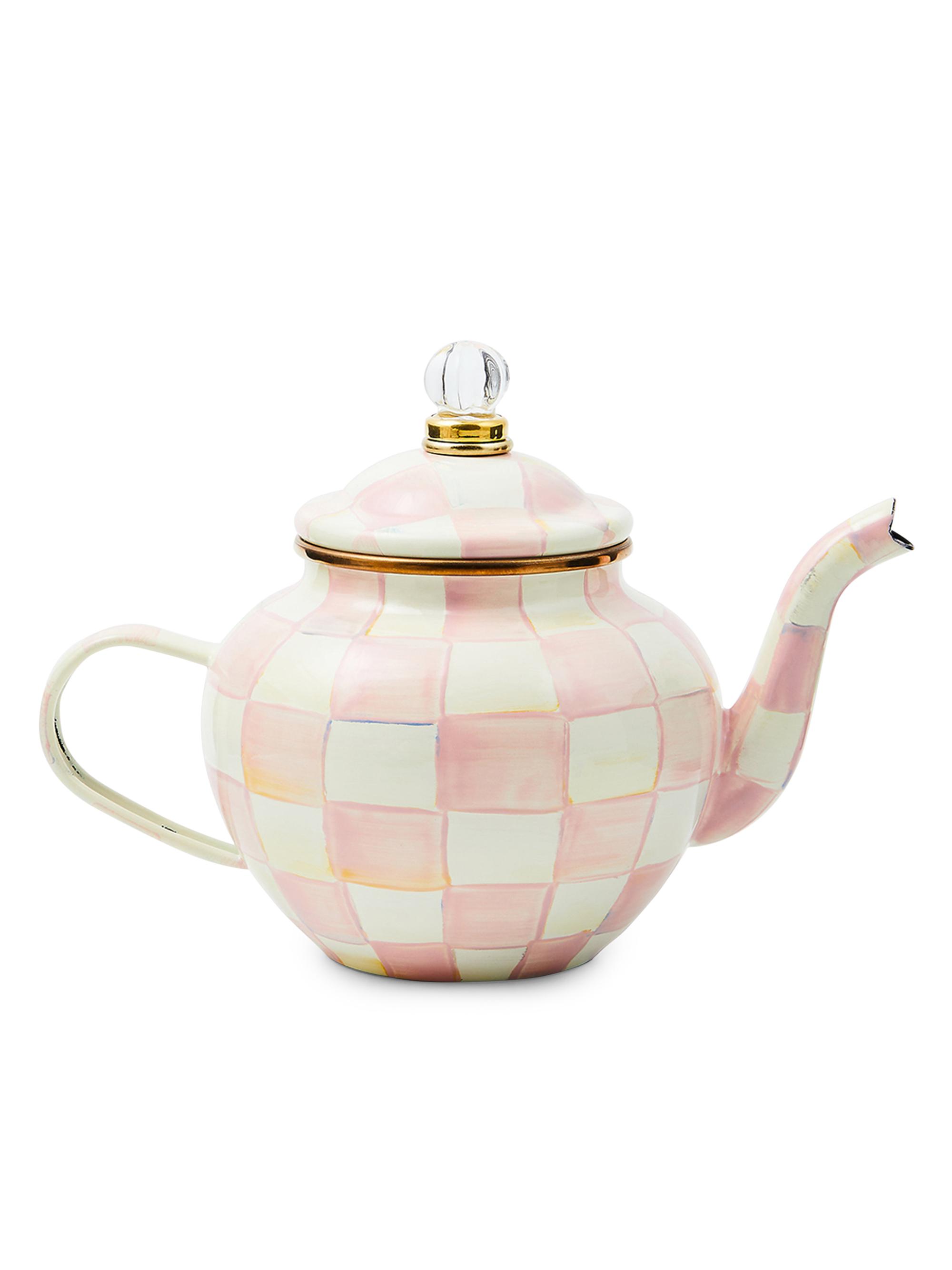 MacKenzie-Childs Rosy Check Enamel 4-Cup Teapot