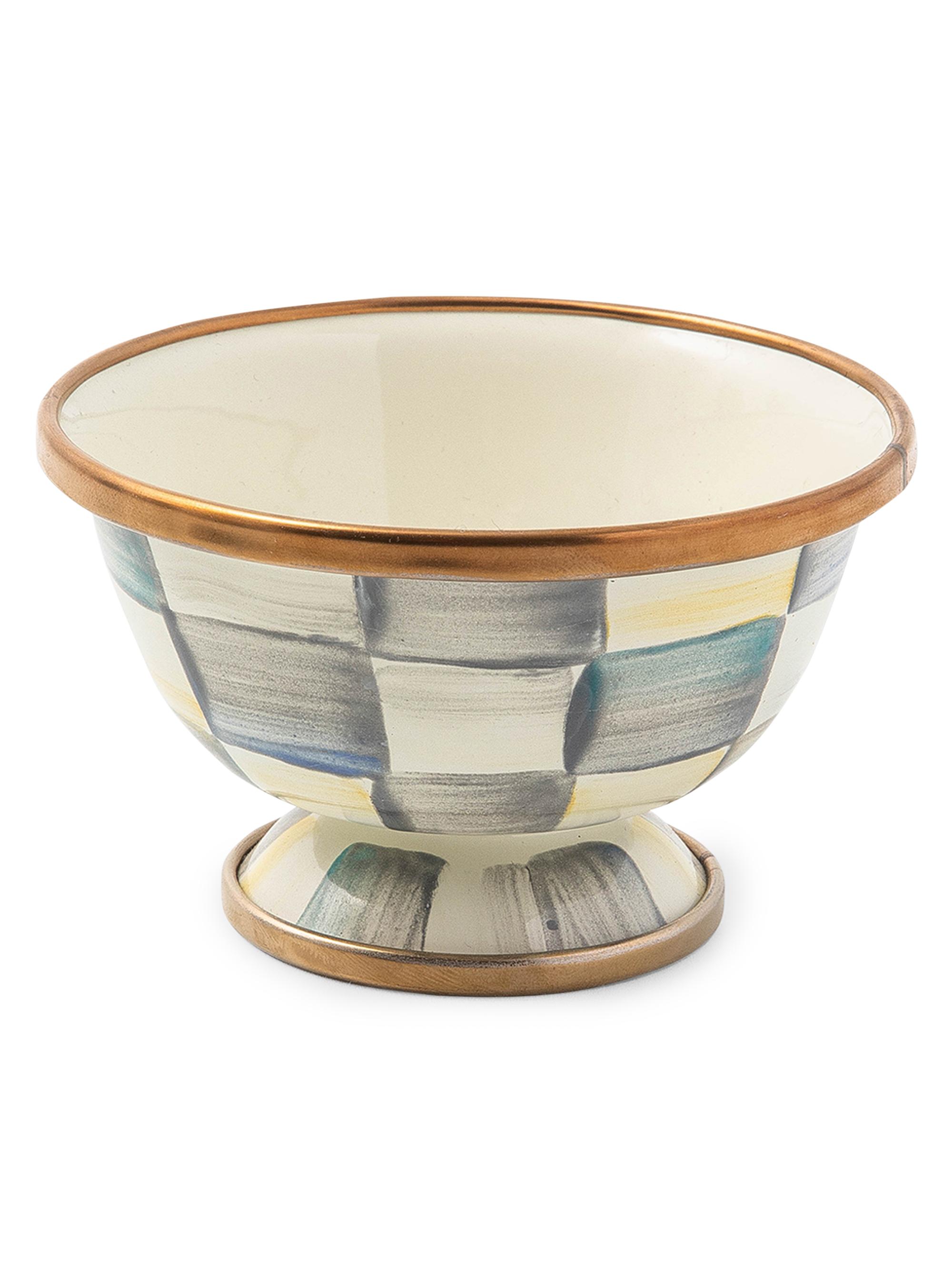 MacKenzie-Childs Sterling Check Enamel Little Sugar Bowl