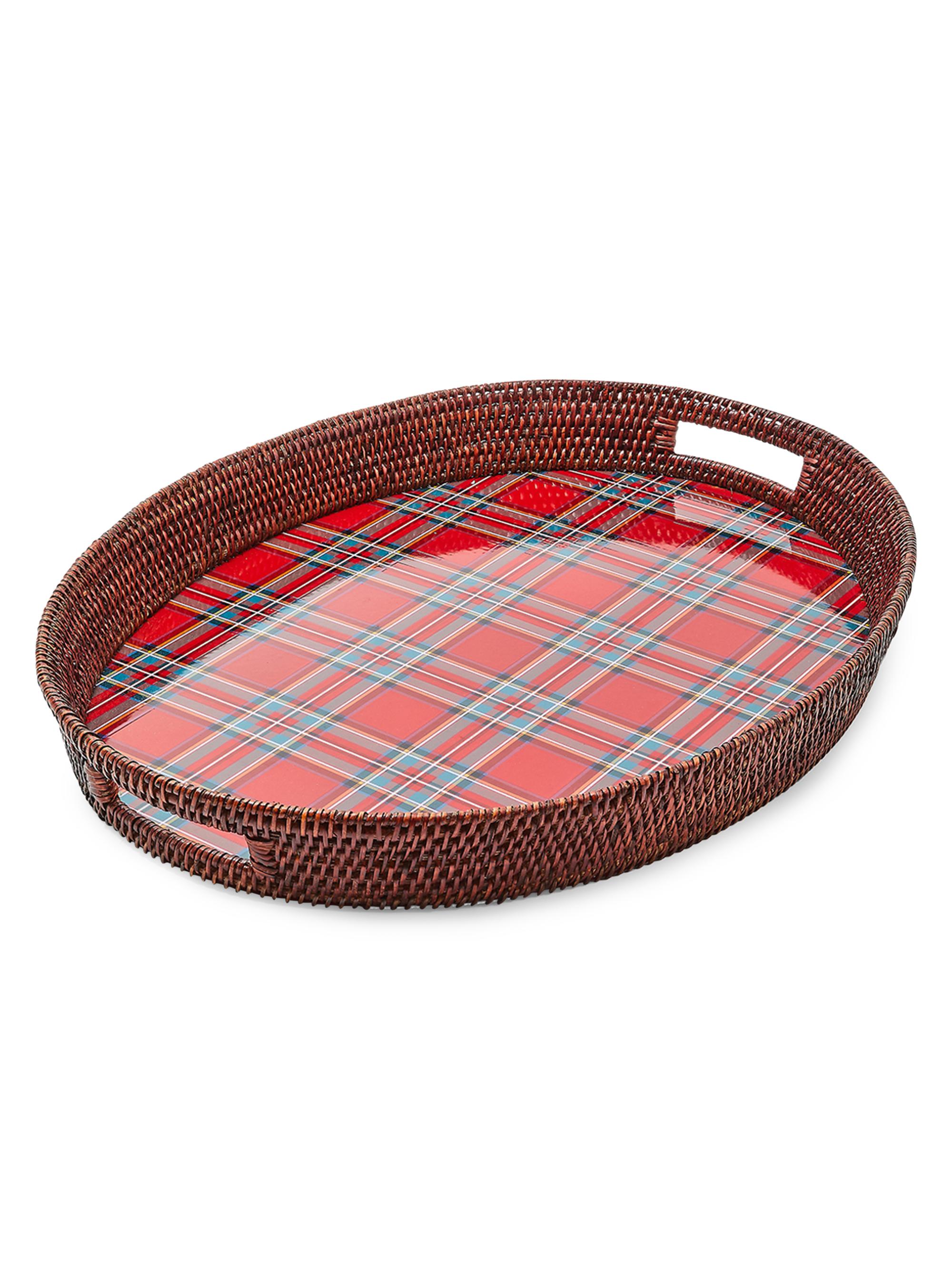 MacKenzie-Childs Tartan Rattan Large Serving Tray