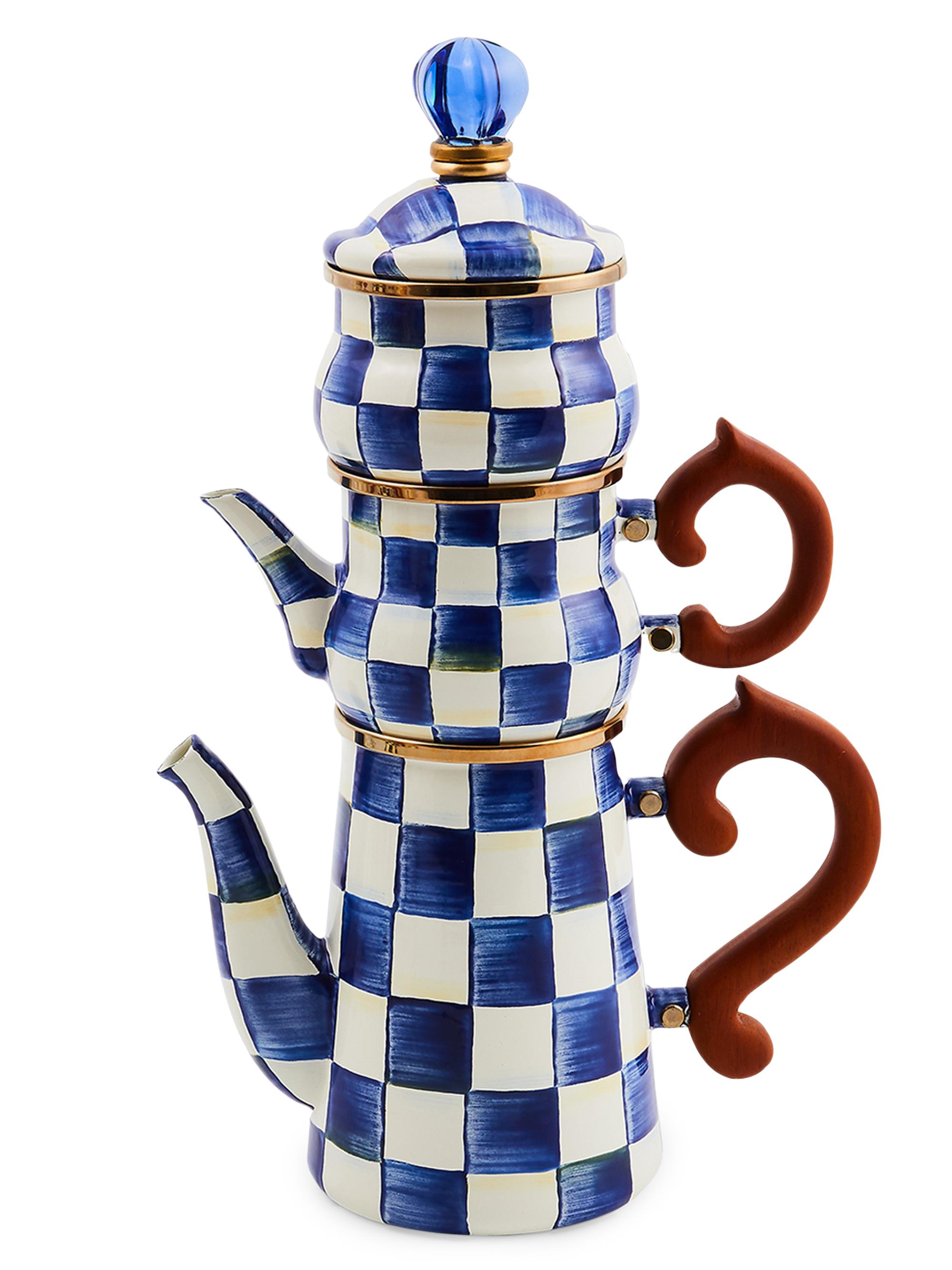 MacKenzie-Childs Royal Check Stackable Coffee Set