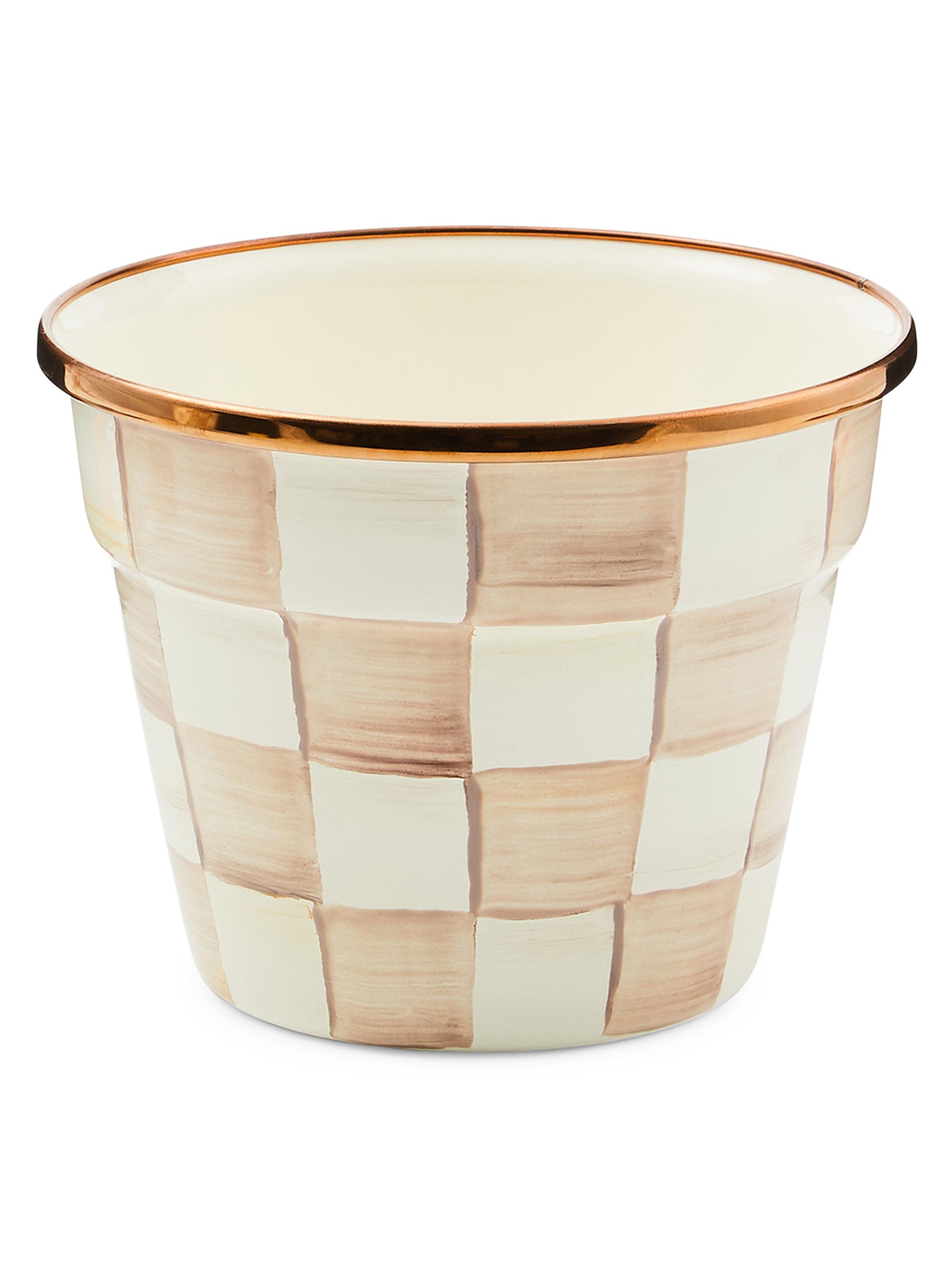 MacKenzie-Childs Mocha Check Small Garden Pot