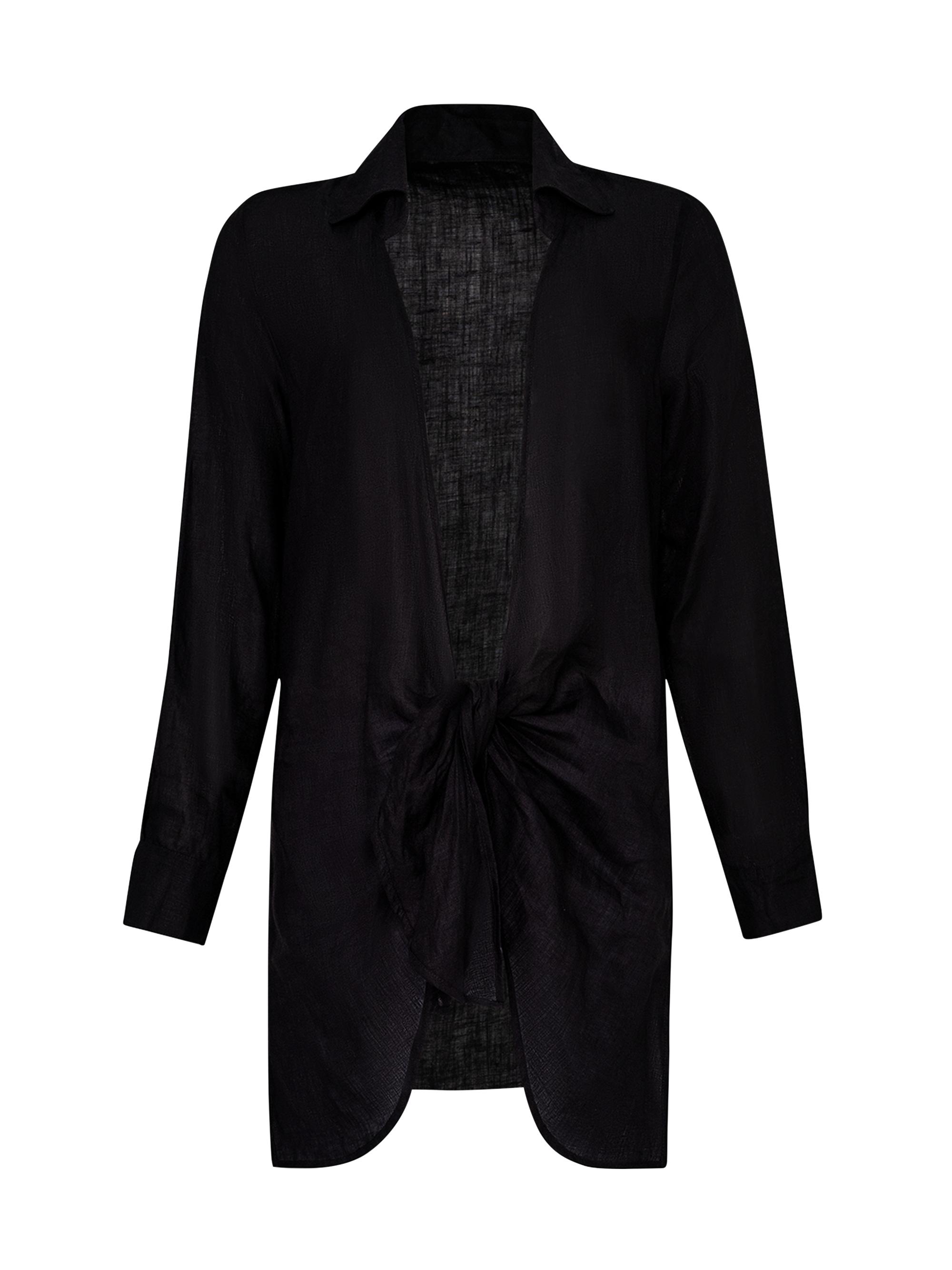 PQ Women's Millie Tie-Front Cover-Up Shirt - Black