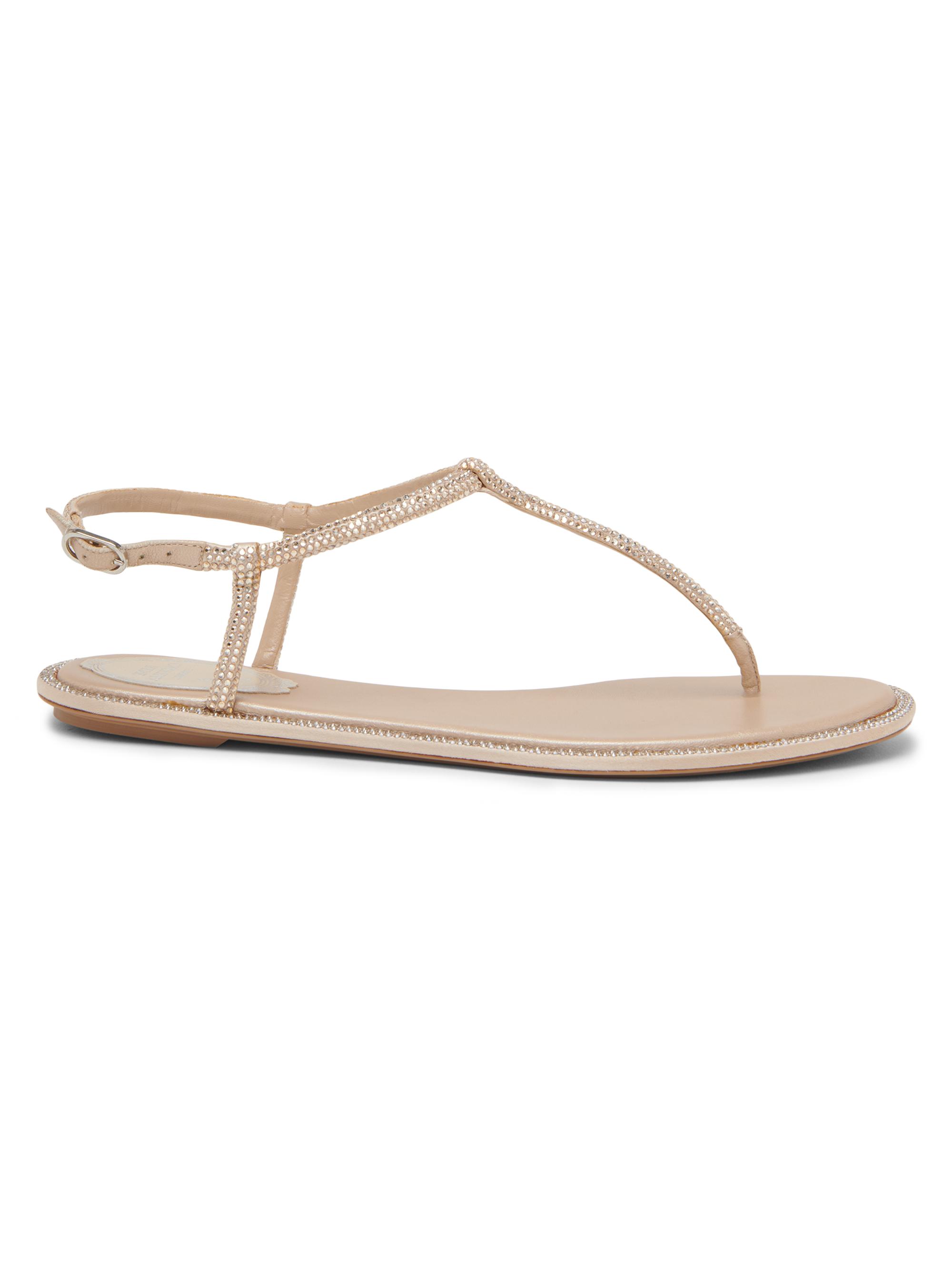 Diana Crystal-Strap Silk Flat Sandals