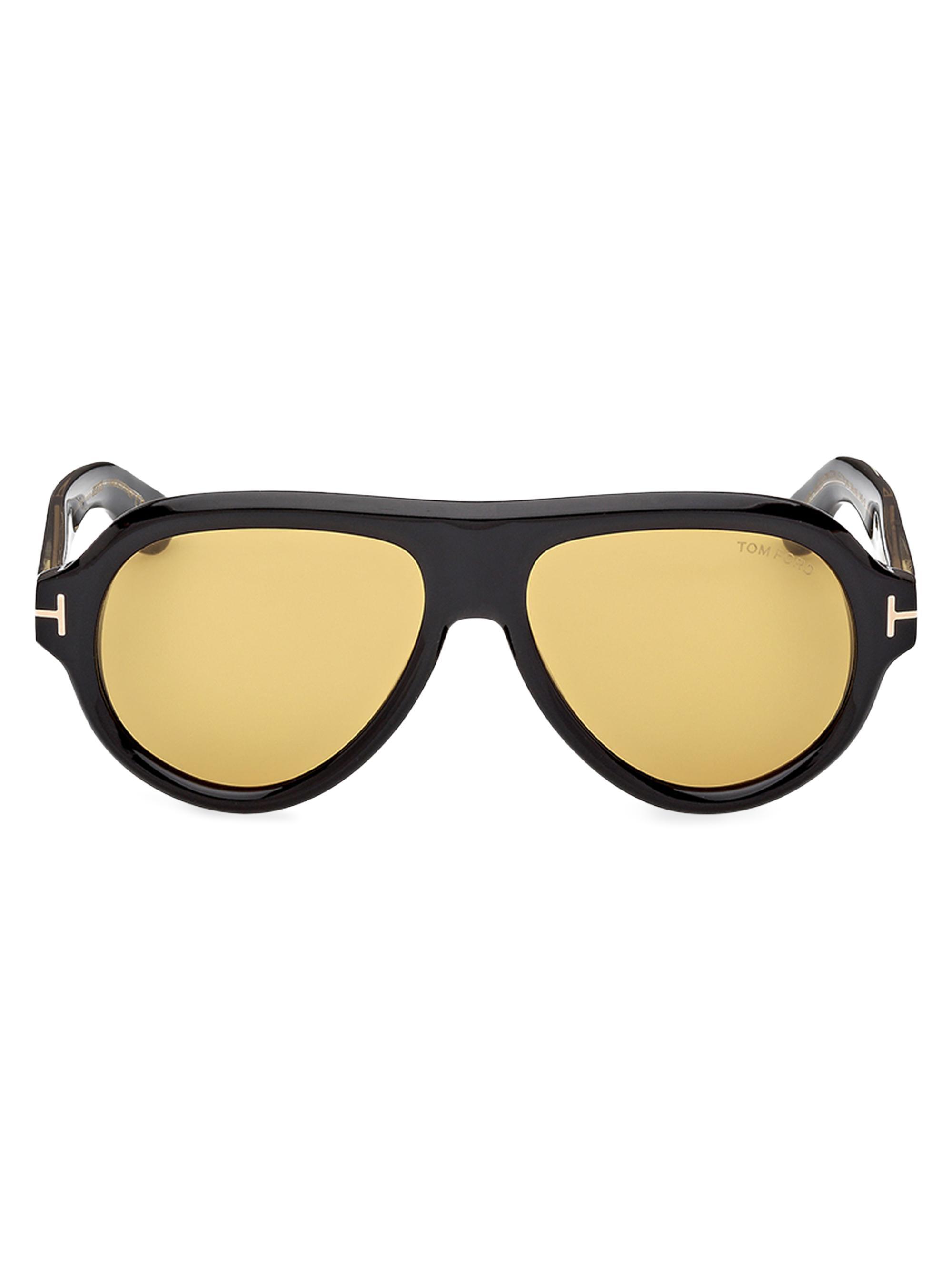 TOM FORD Men's Icon 56MM Aviator Sunglasses - Shiny Black Vicuna | Thumbnail 2