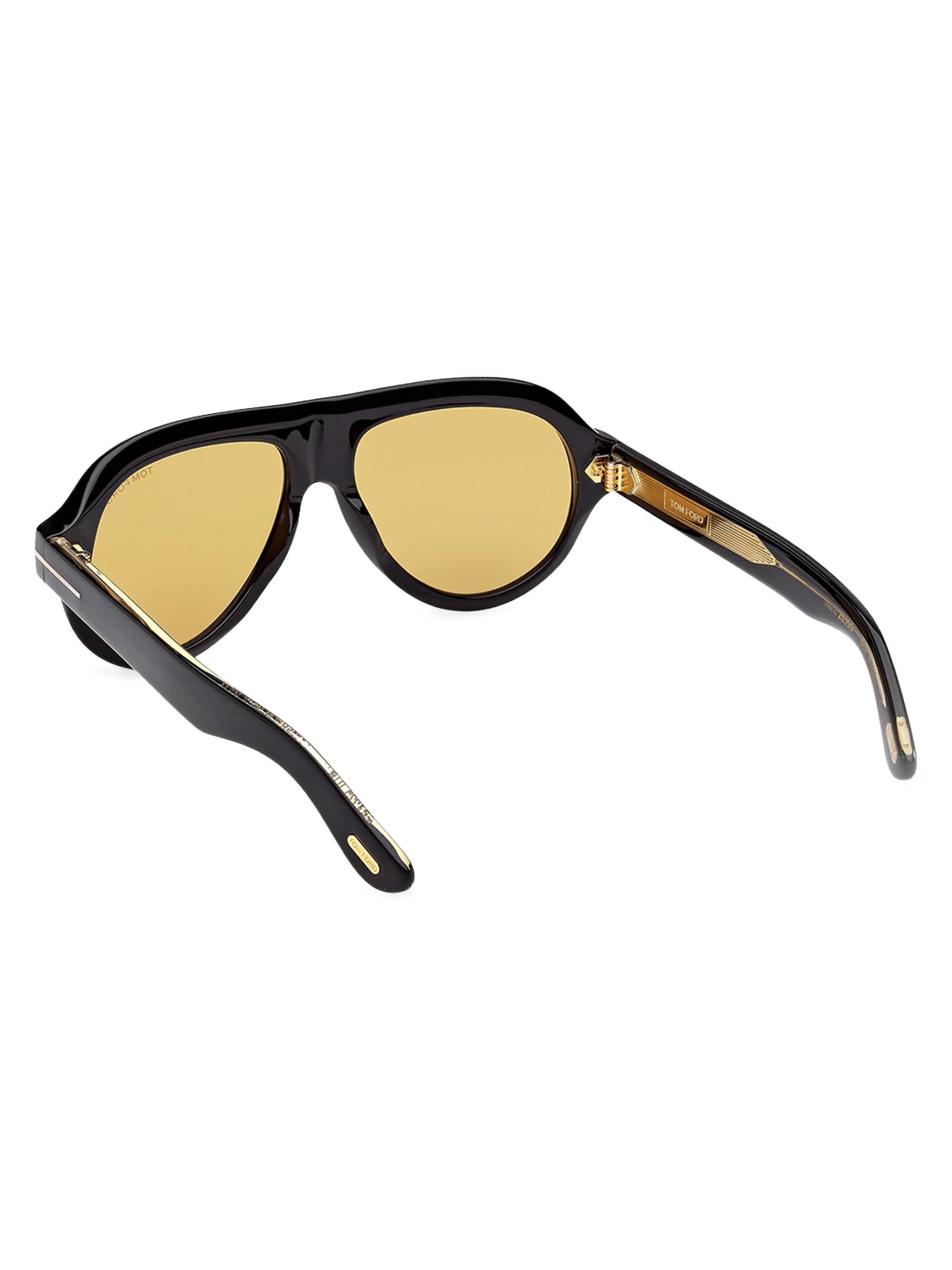 TOM FORD Men's Icon 56MM Aviator Sunglasses - Shiny Black Vicuna | Thumbnail 3