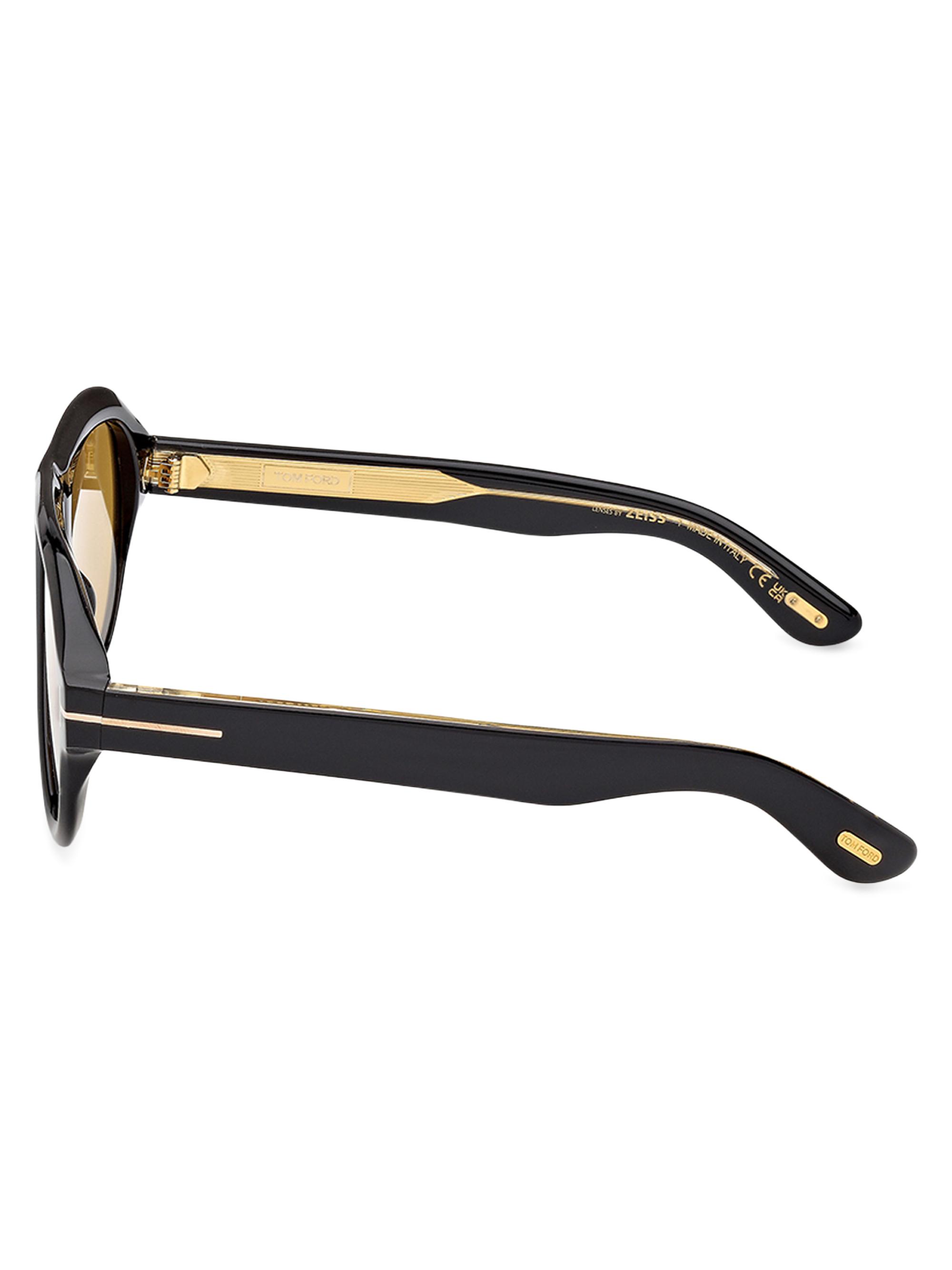 TOM FORD Men's Icon 56MM Aviator Sunglasses - Shiny Black Vicuna | Thumbnail 4