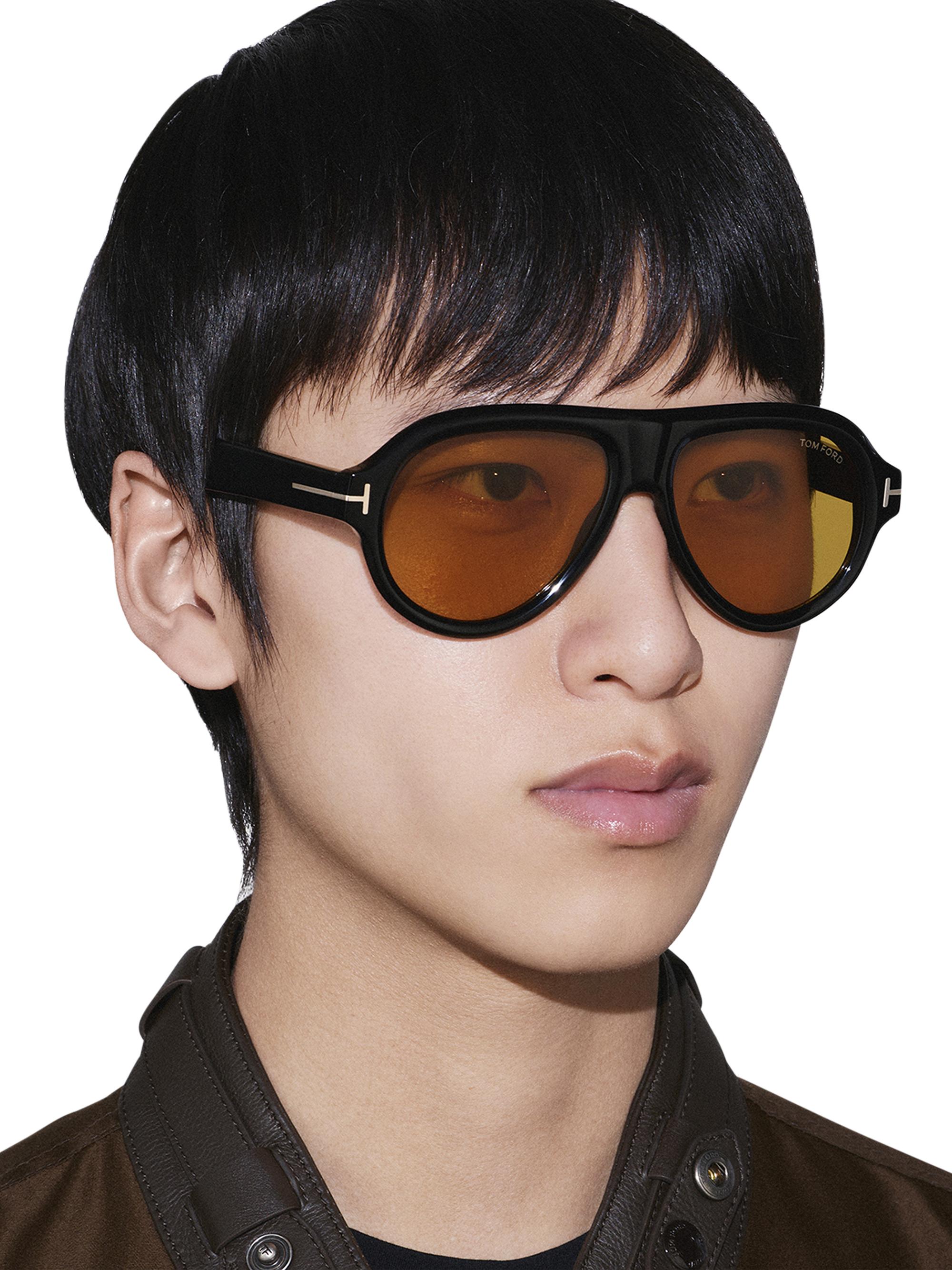 TOM FORD Men's Icon 56MM Aviator Sunglasses - Shiny Black Vicuna | Thumbnail 5