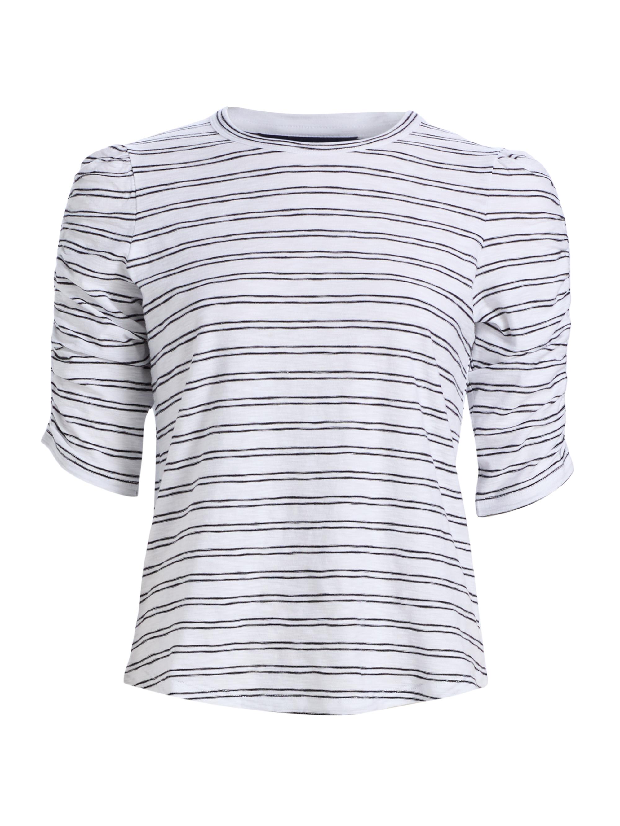 Veronica Beard Women's Waldorf Striped Cotton T-Shirt - Black White | Thumbnail 8