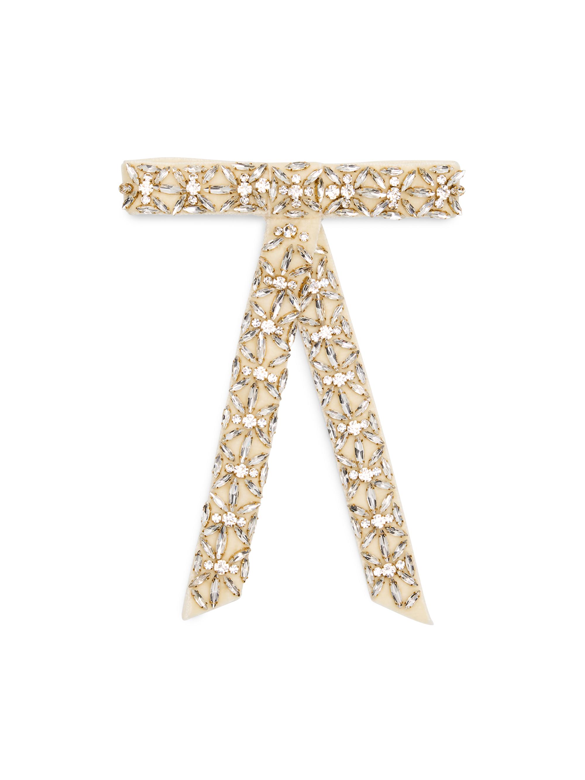 Lelet NY Women's Avril Crystal-Embellished Velvet Bow - White