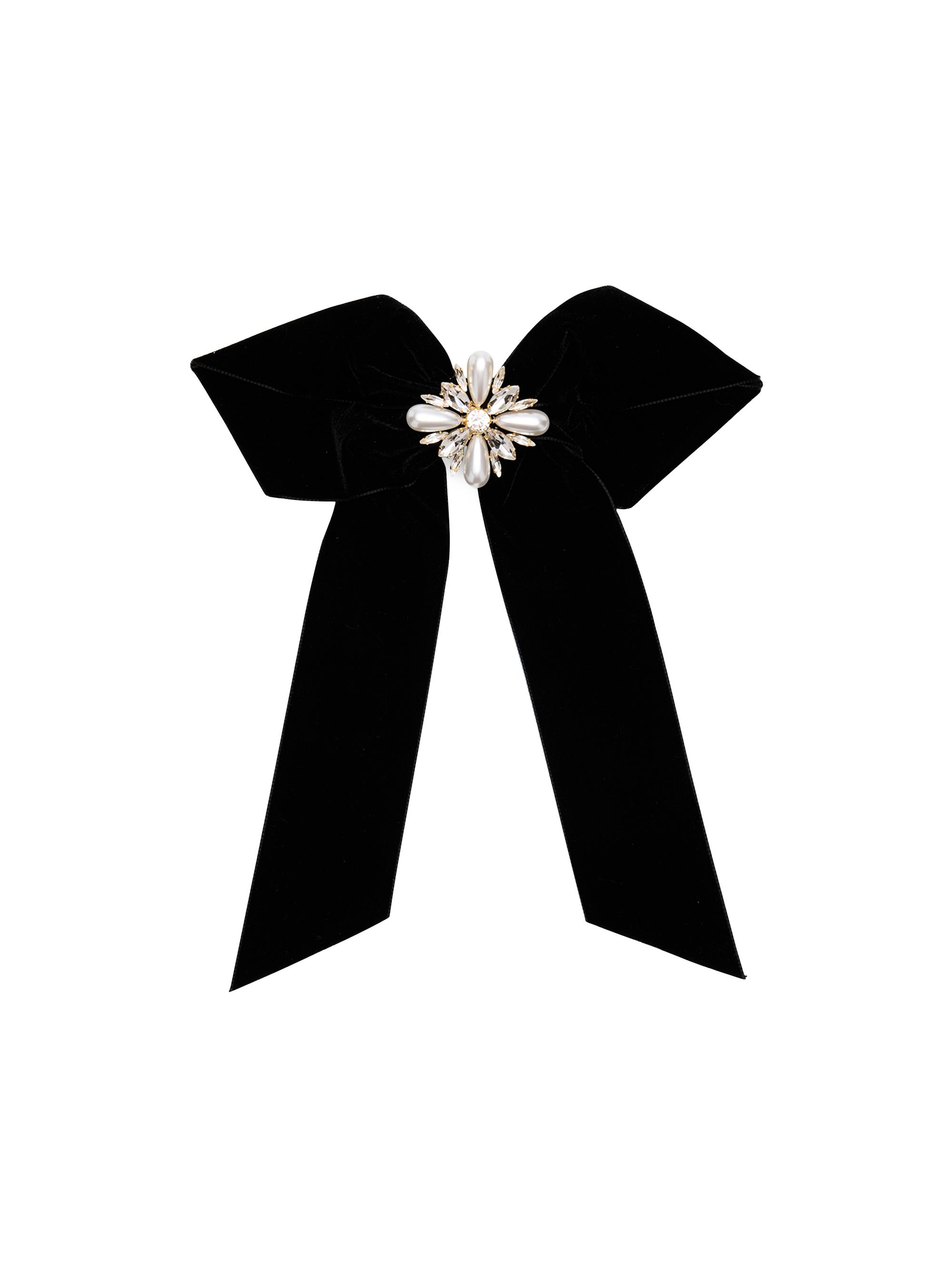 Lelet NY Women's  Annie Crystal & Imitation Pearl-Embellished Velvet Bow - Black