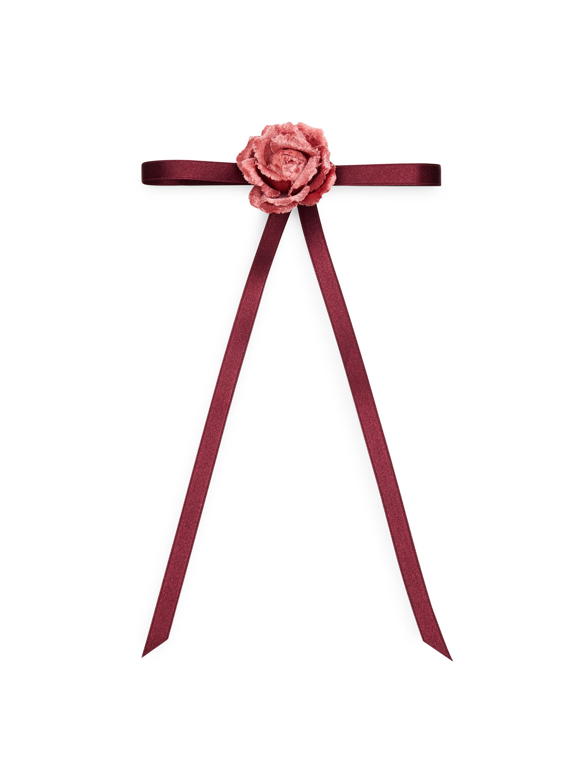 Lelet NY Women's Velvet-Rosette Satin Bow Barrette - Red