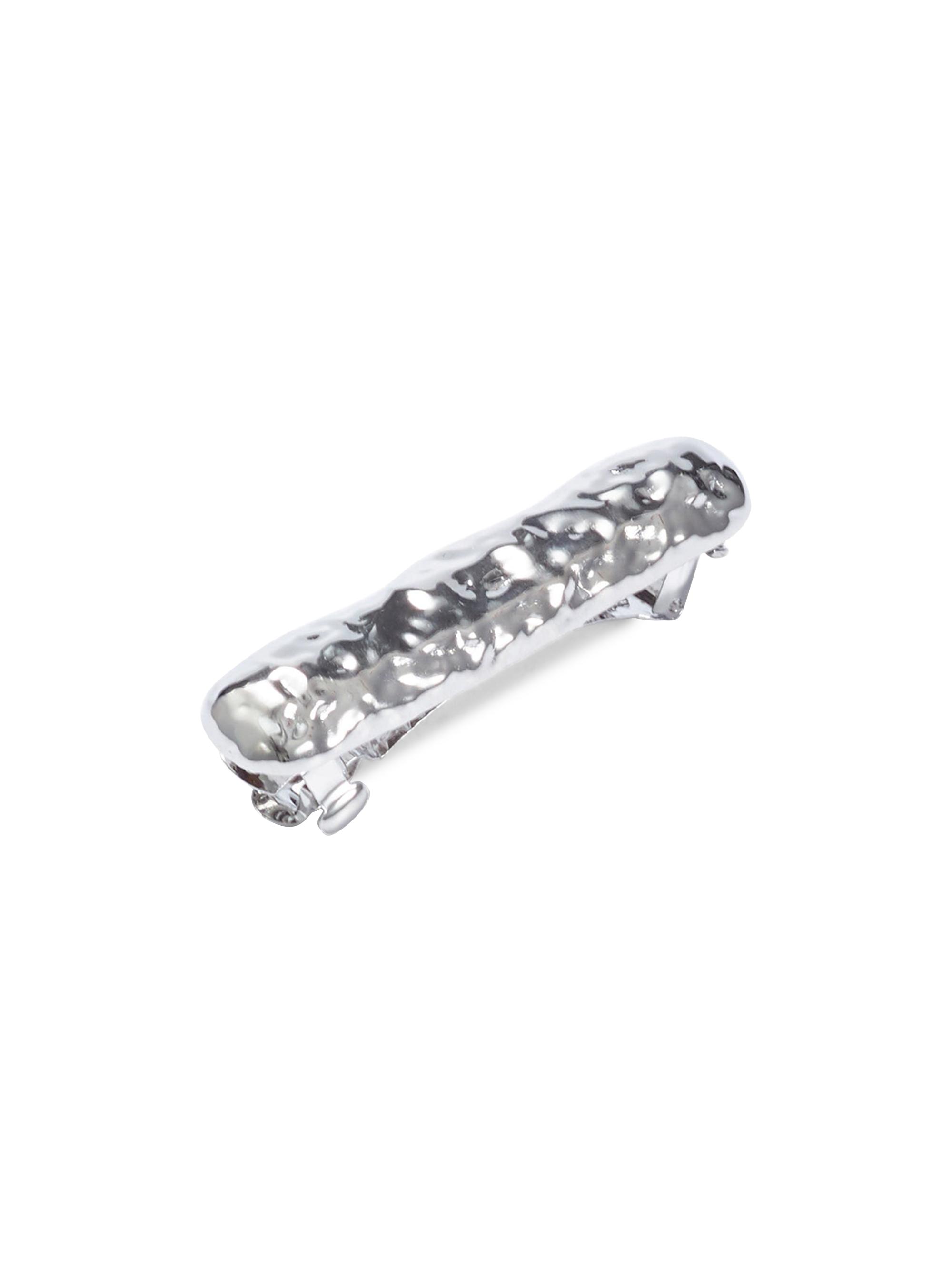 Lelet NY Women's Hammered Silvertone Bar Barrette - Silver