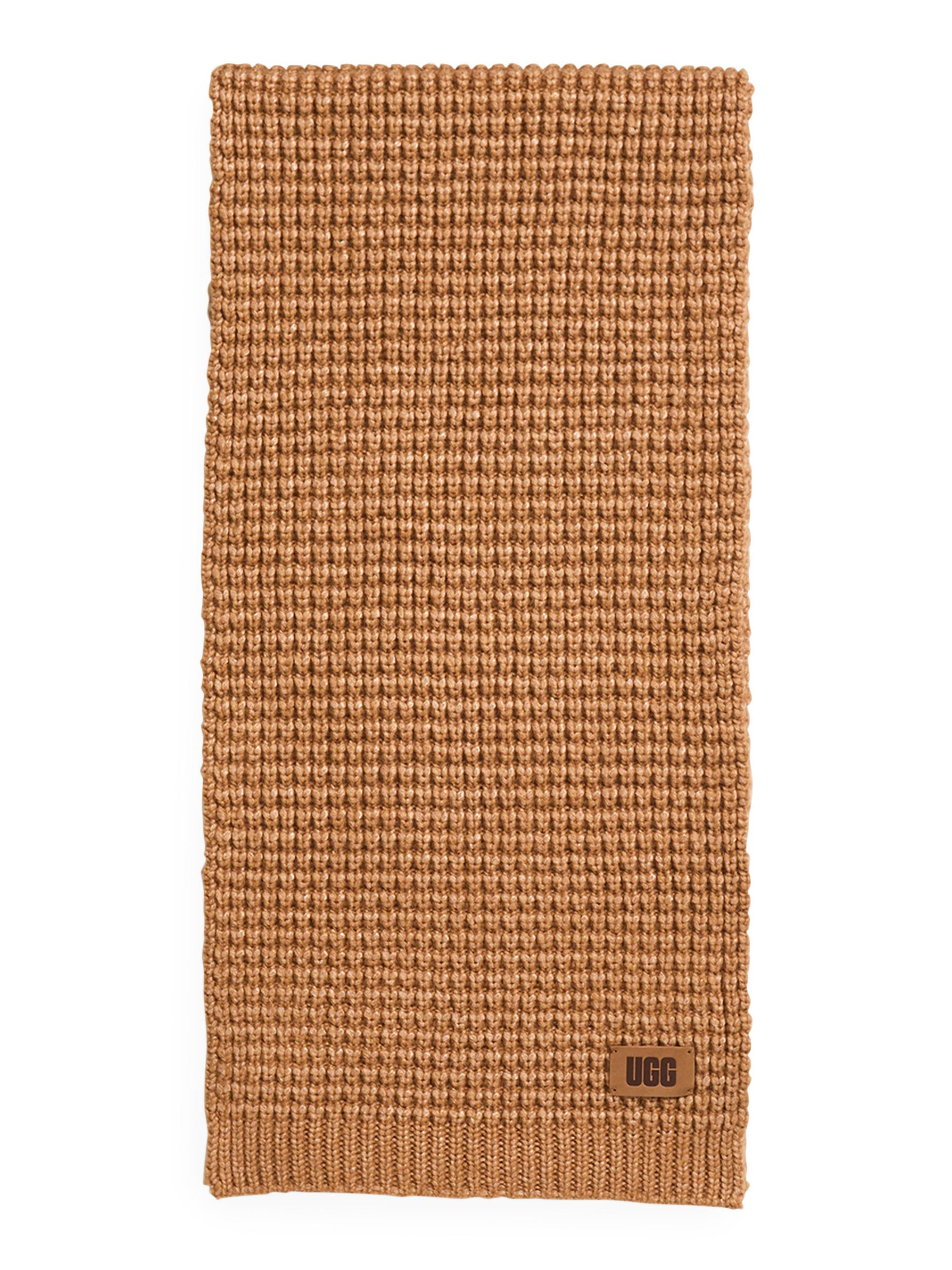 UGG Men's Waffle Knit Wool-Blend Scarf - Brown