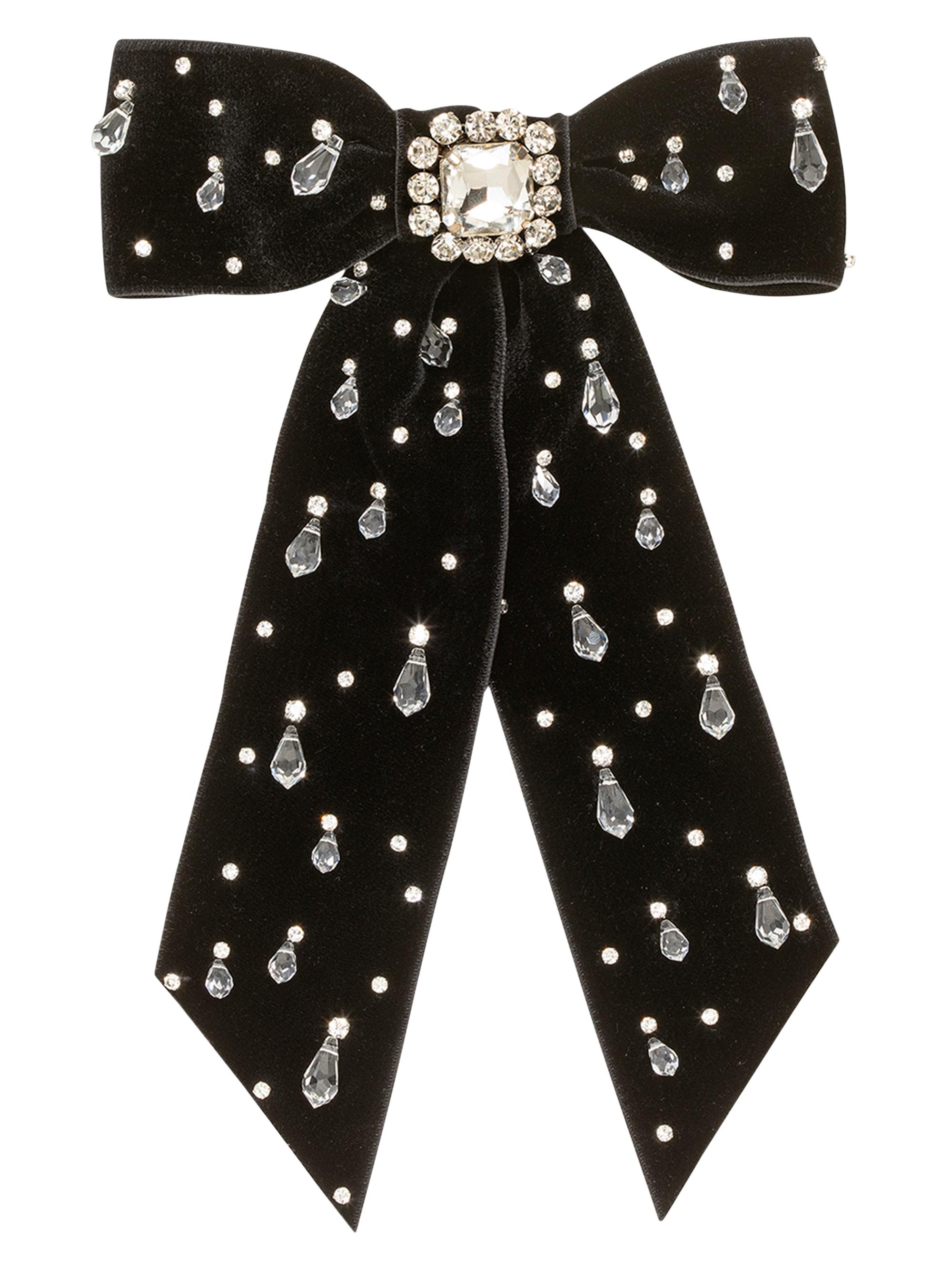 Jennifer Behr Women's Alva Embellished Bow Velvet Barrette - Black