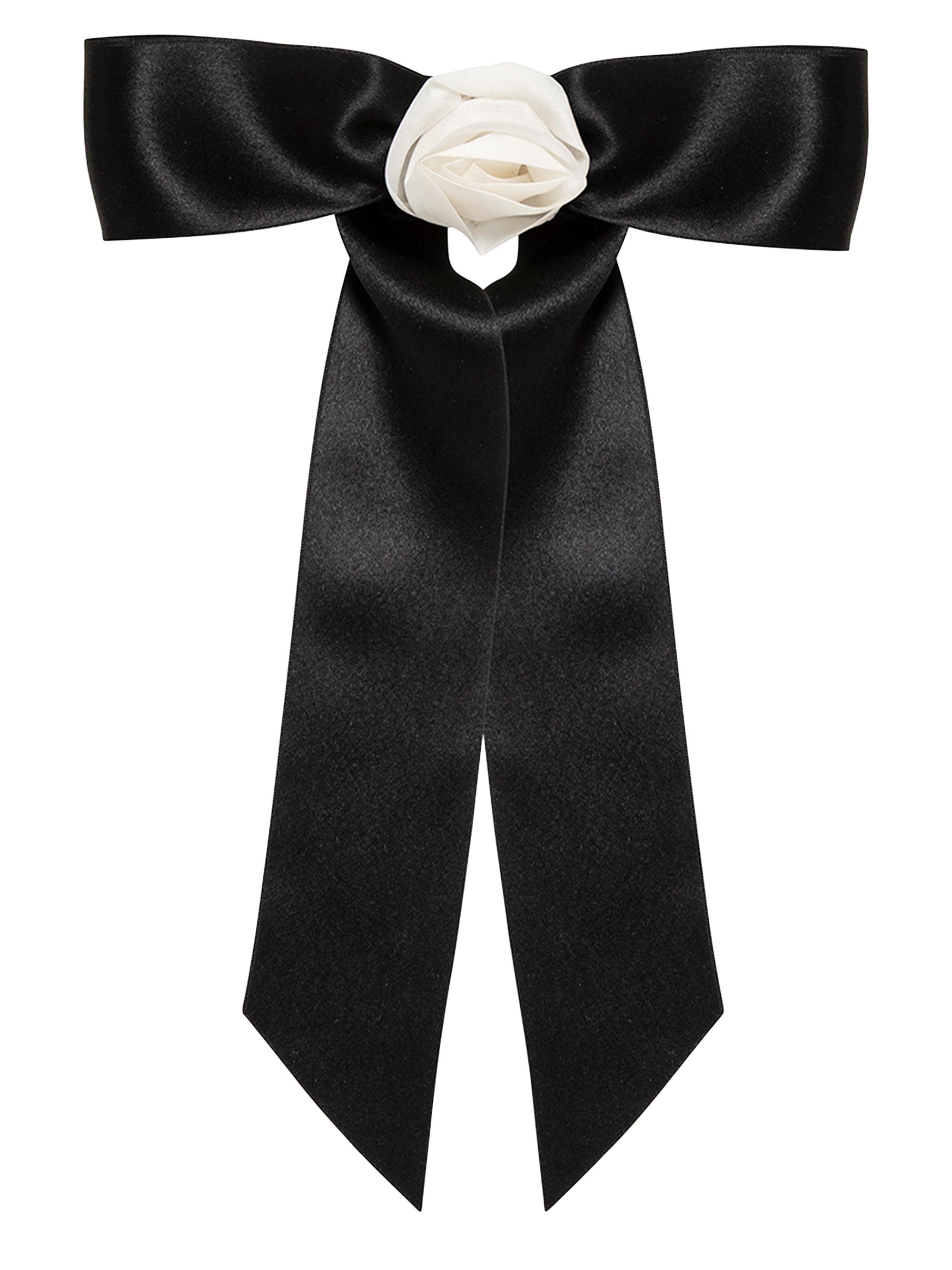Jennifer Behr Women's Rosette Bow Silk Barrette - Black White