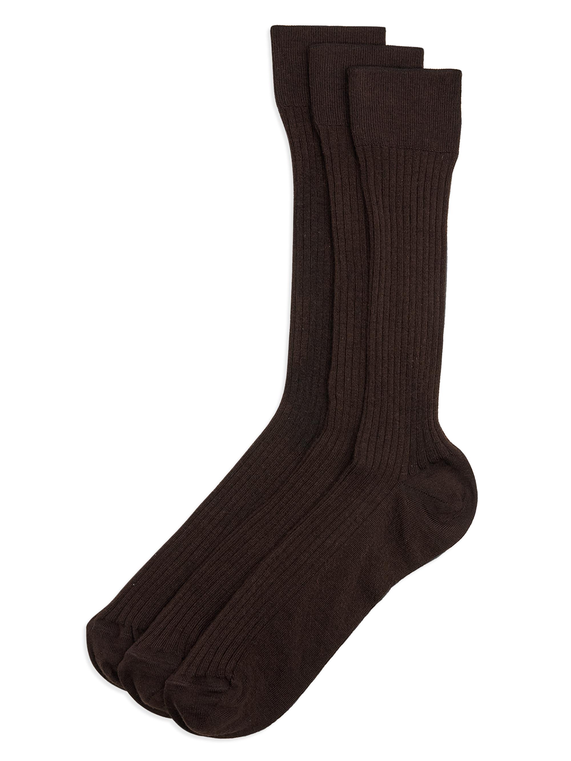 Saks Fifth Avenue Men's Ribbed Crew Socks 3-Pack - Brown