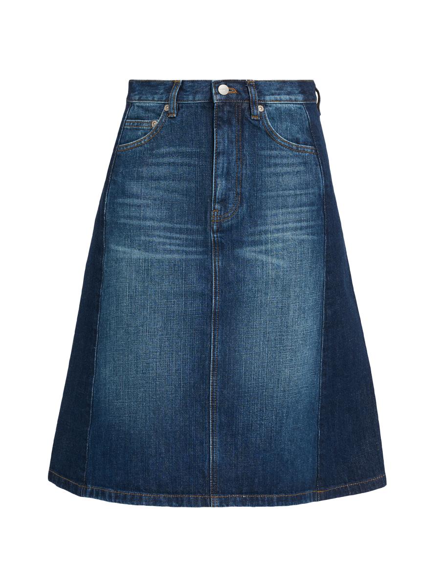 Marc Jacobs Women's Two-tone Shadow Denim Midi-skirt In Purple