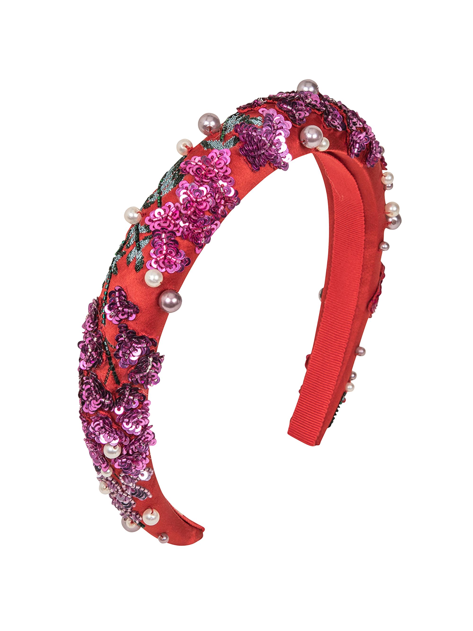 Jennifer Behr Women's Rubina Floral Sequined Headband - Red
