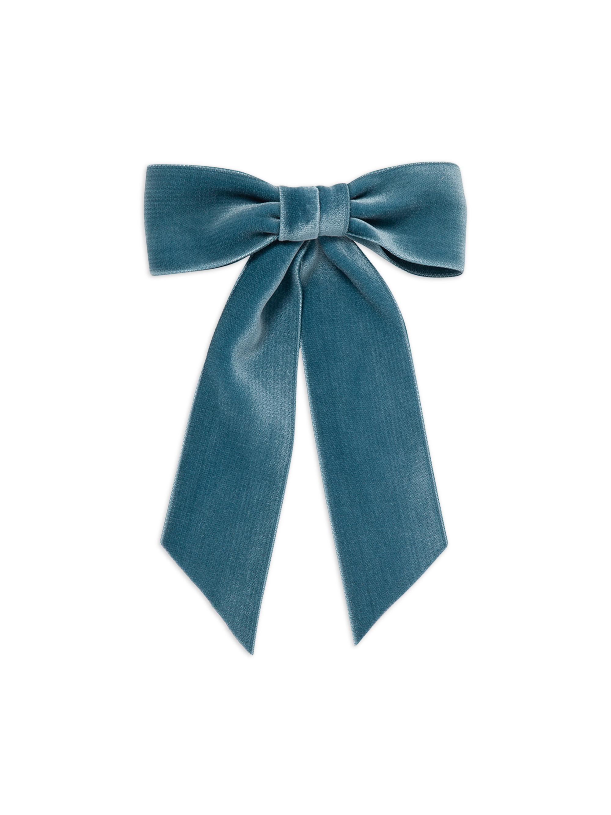 Jennifer Behr Women's Wide Velvet Bow Barrette - Blue Pattern