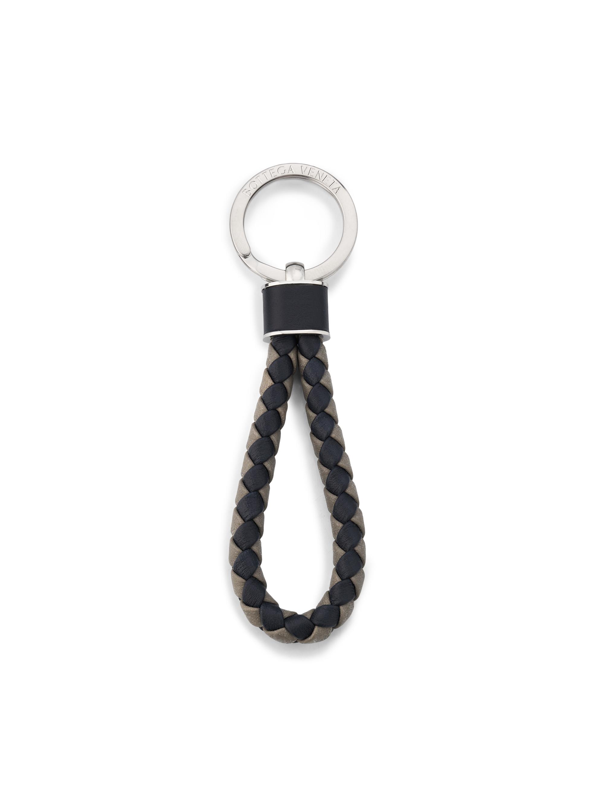 Bottega Veneta Men's Intrecciato Leather Key Ring - Midnight