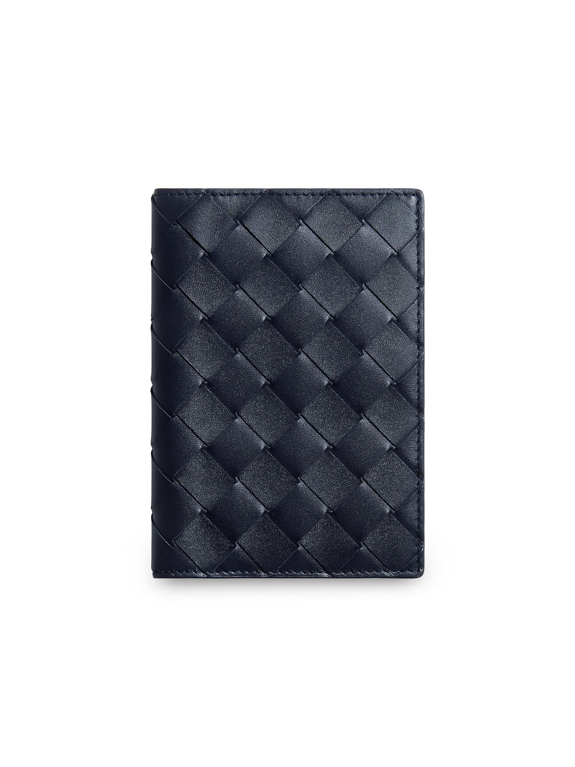 Bottega Veneta Intrecciato Leather Passport Case - Midnight Basalt
