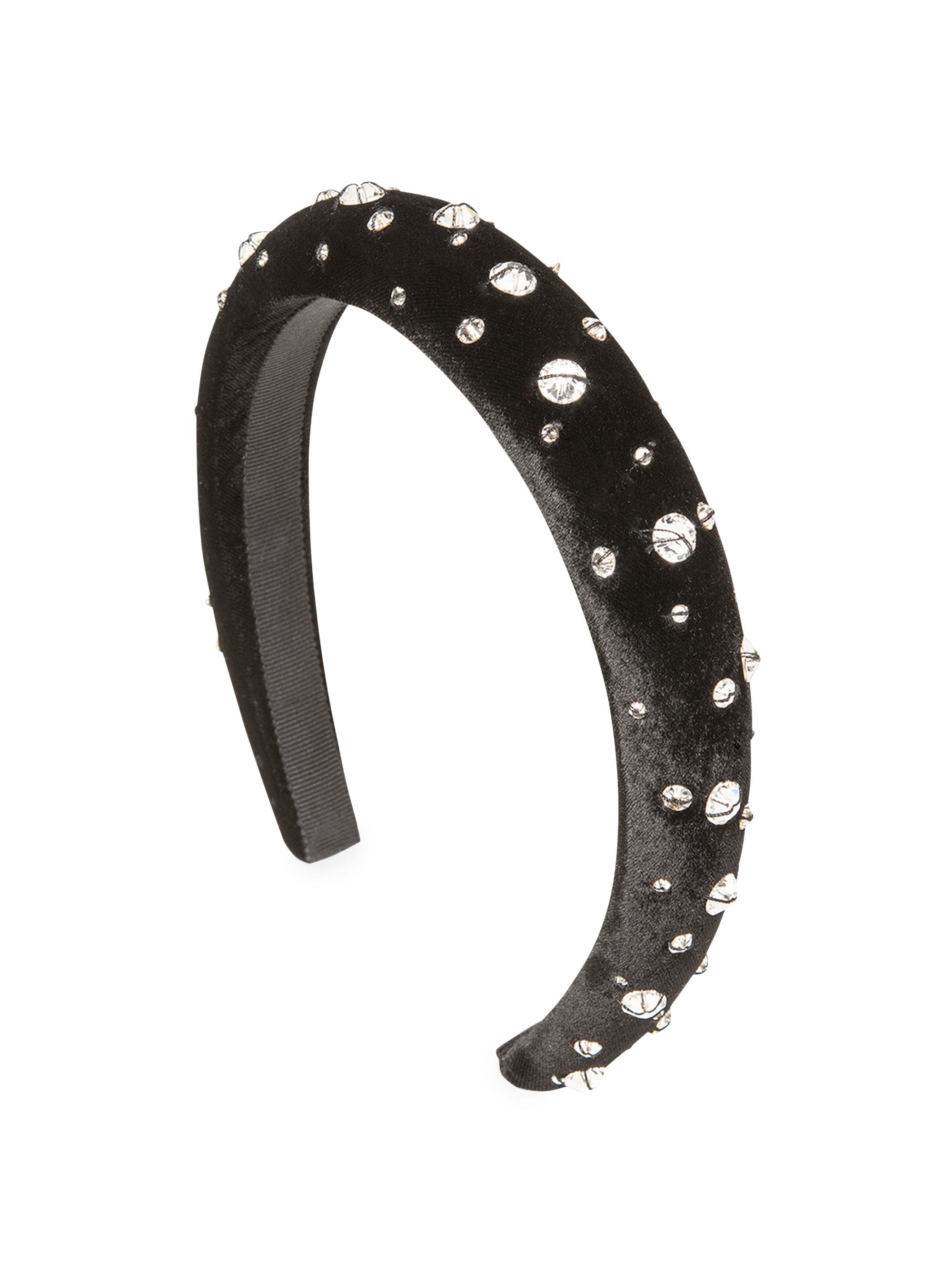 Jennifer Behr Women's Merla Embellished Velvet Headband - Black