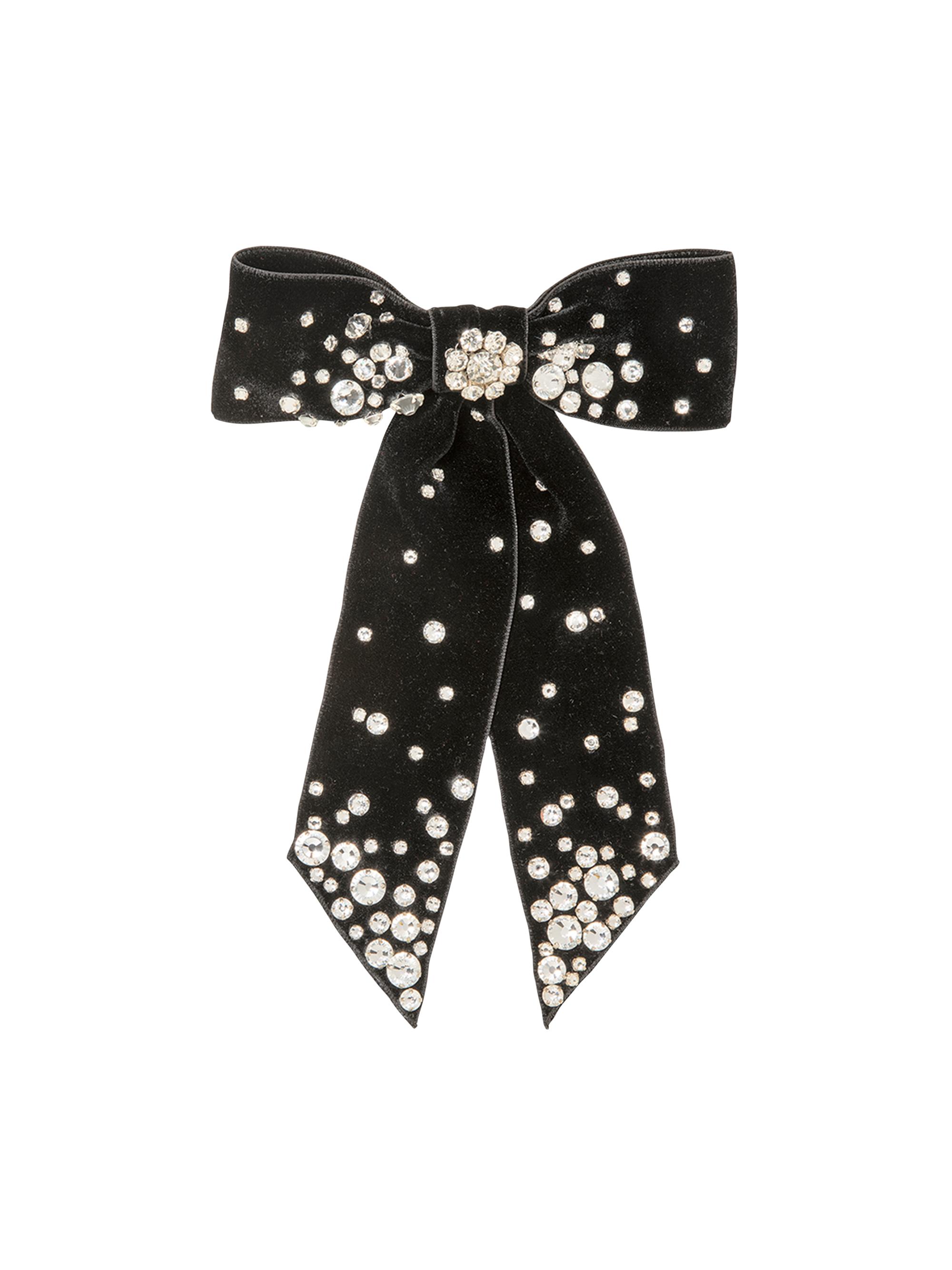 Jennifer Behr Women's Isabelle Embellished Velvet Bow Barrette - Black