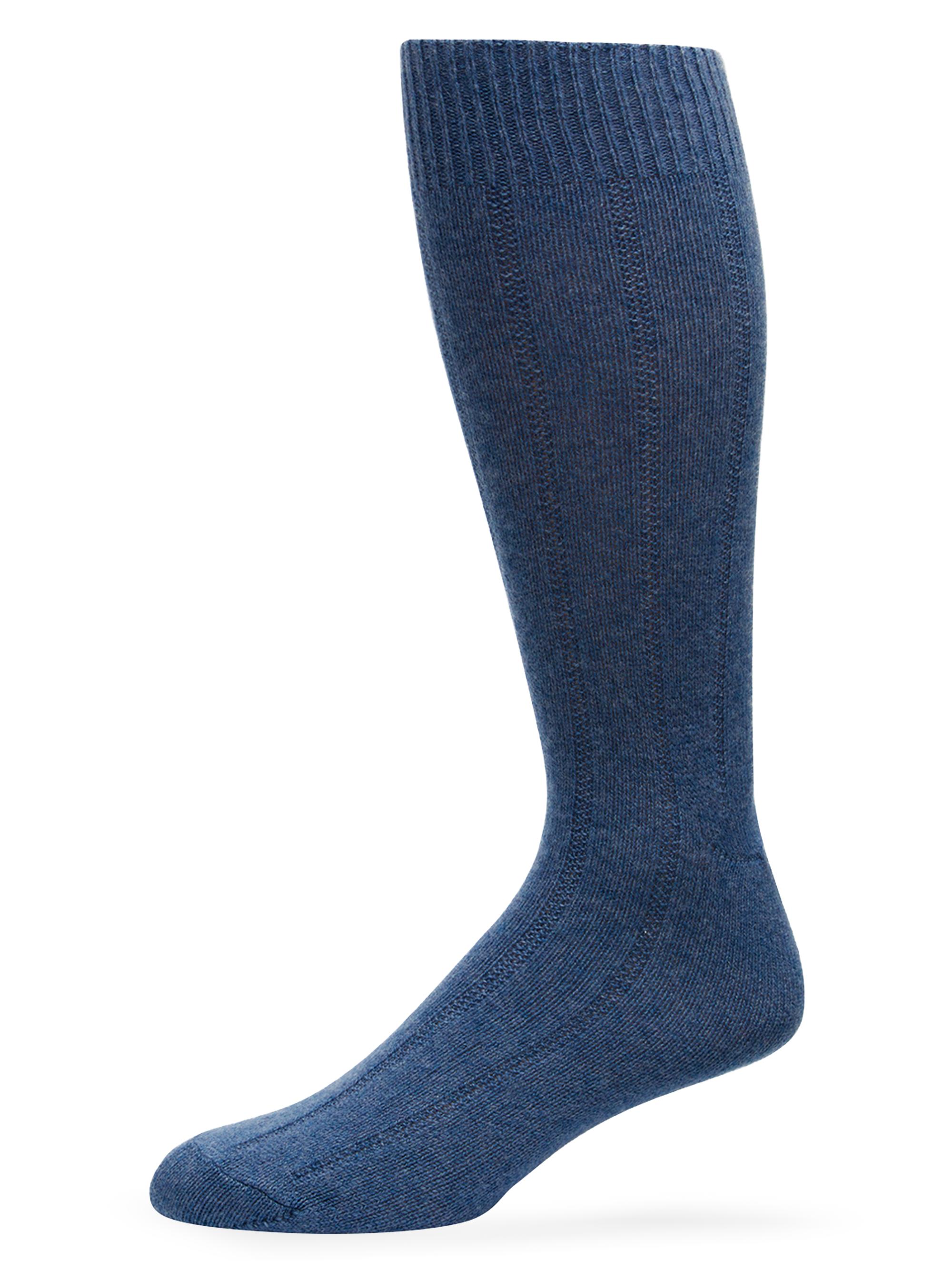 Saks Fifth Avenue Men's Rib-Knit Cashmere Crew Socks - Blue