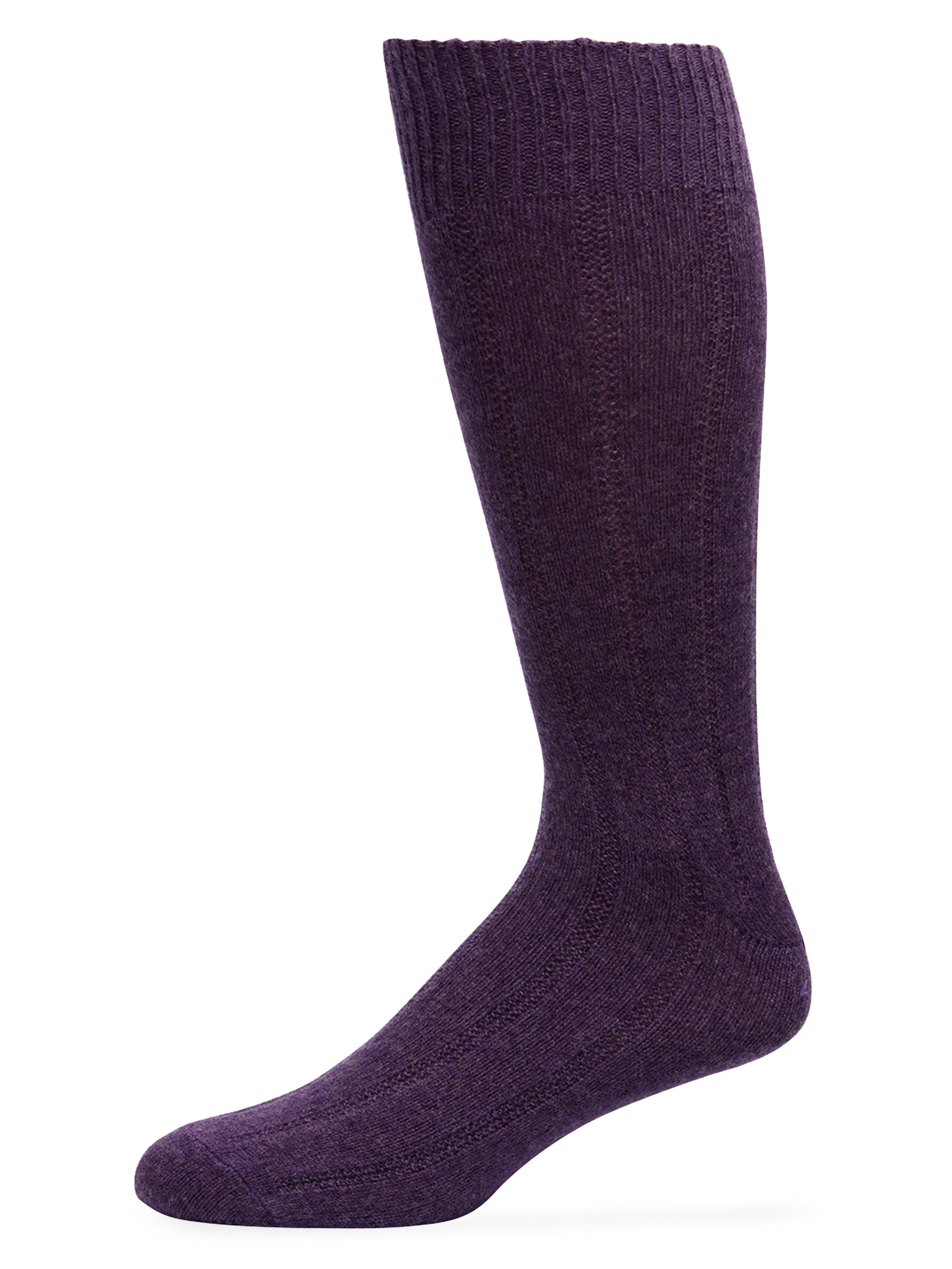 Saks Fifth Avenue Men's Rib-Knit Cashmere Crew Socks - Purple